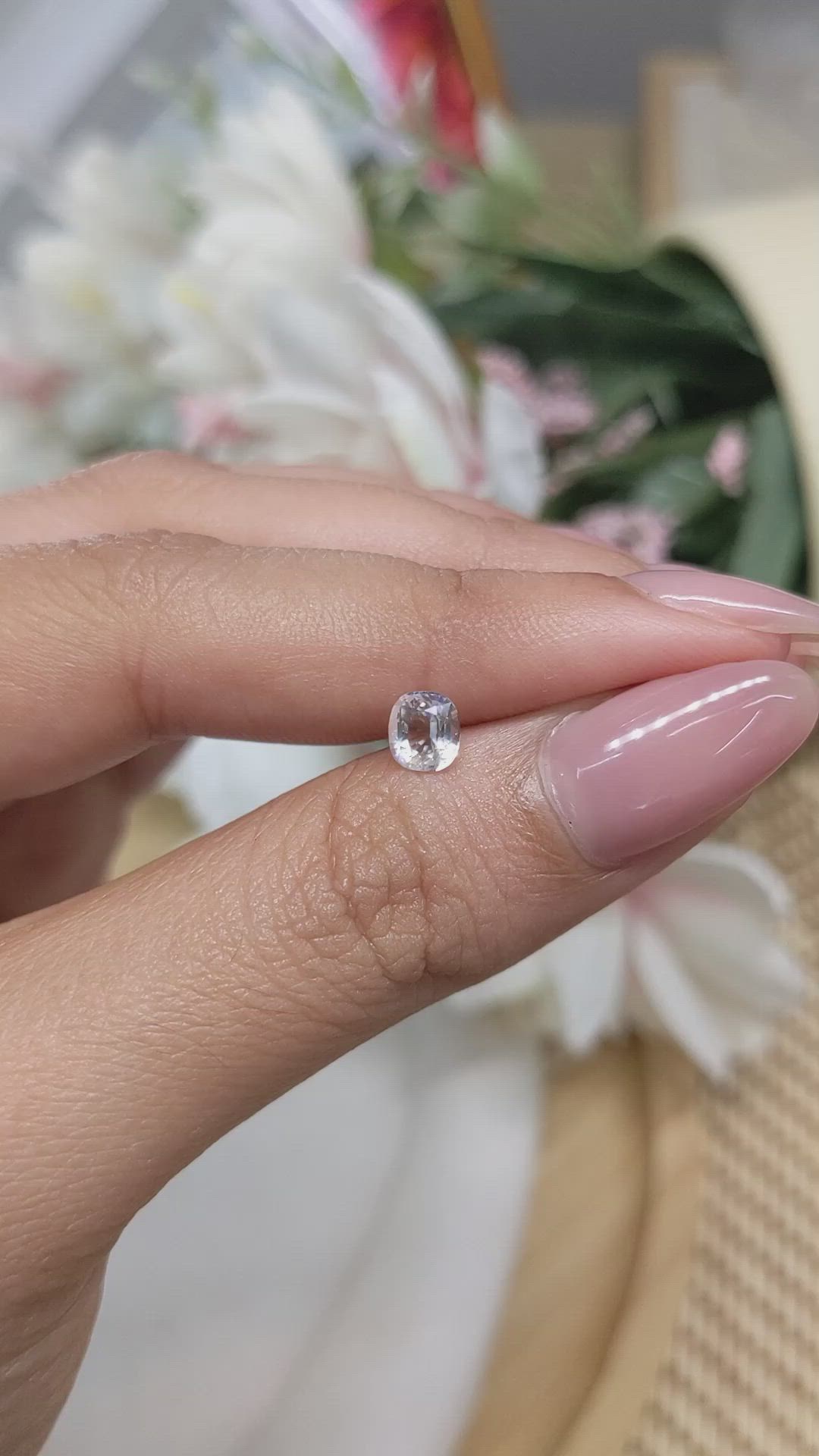 0.59 Ct. Rainbow Moonstone from Ceylon (Sri Lanka) Size Video