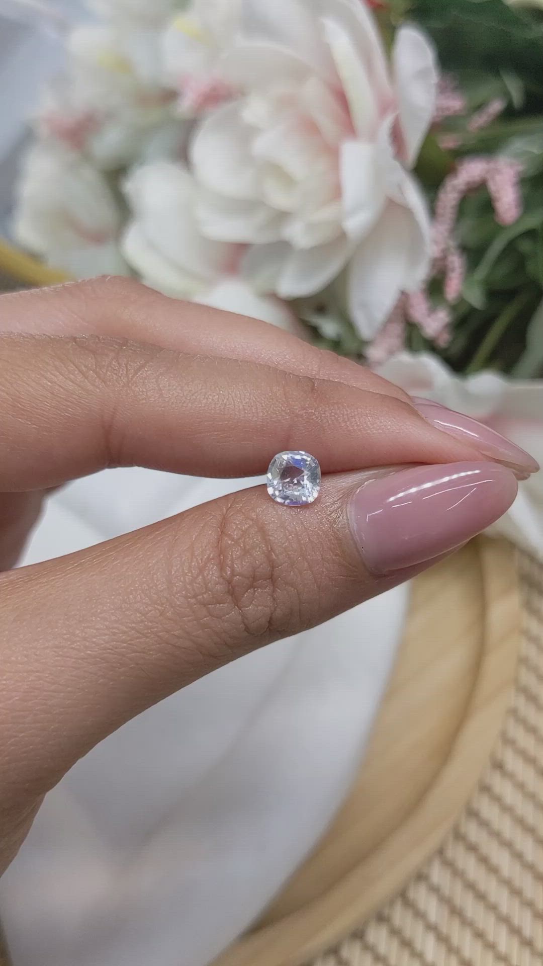 0.75 Ct. Rainbow Moonstone from Ceylon (Sri Lanka) Size Video