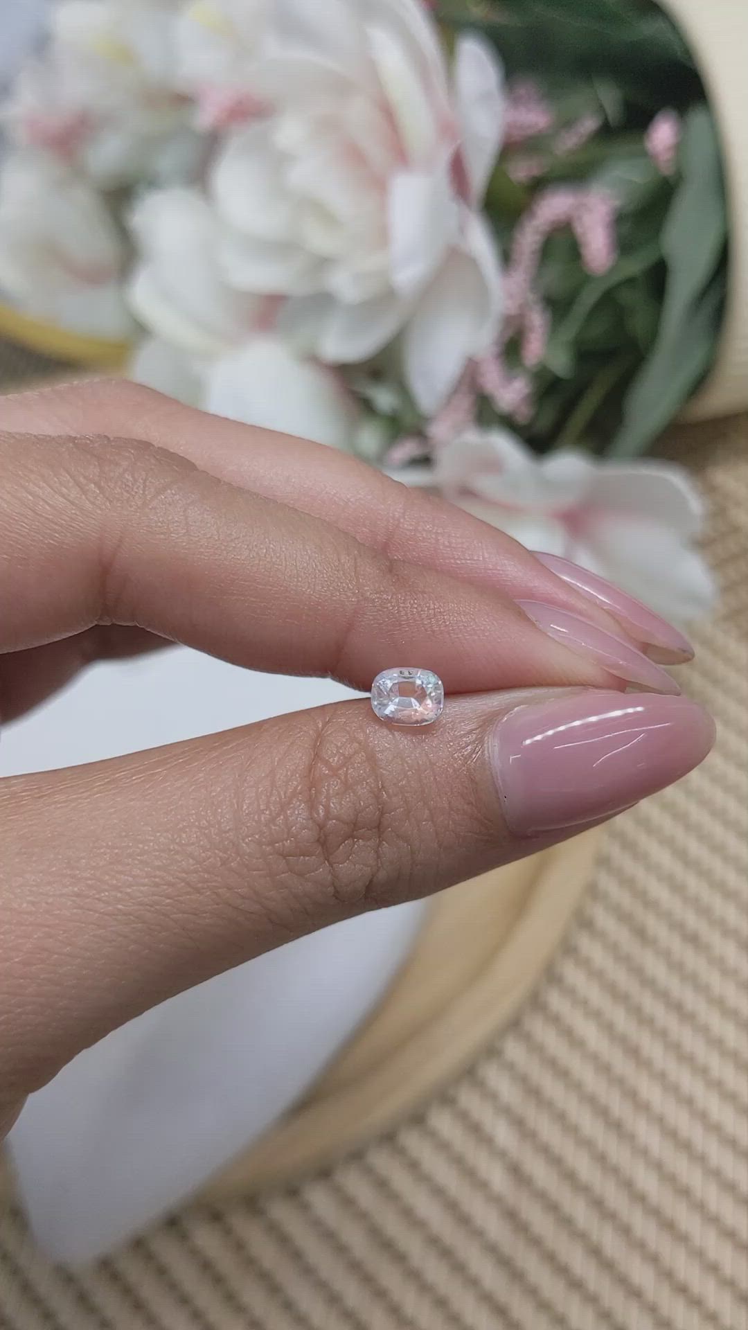 0.62 Ct. Rainbow Moonstone from Ceylon (Sri Lanka) Size Video