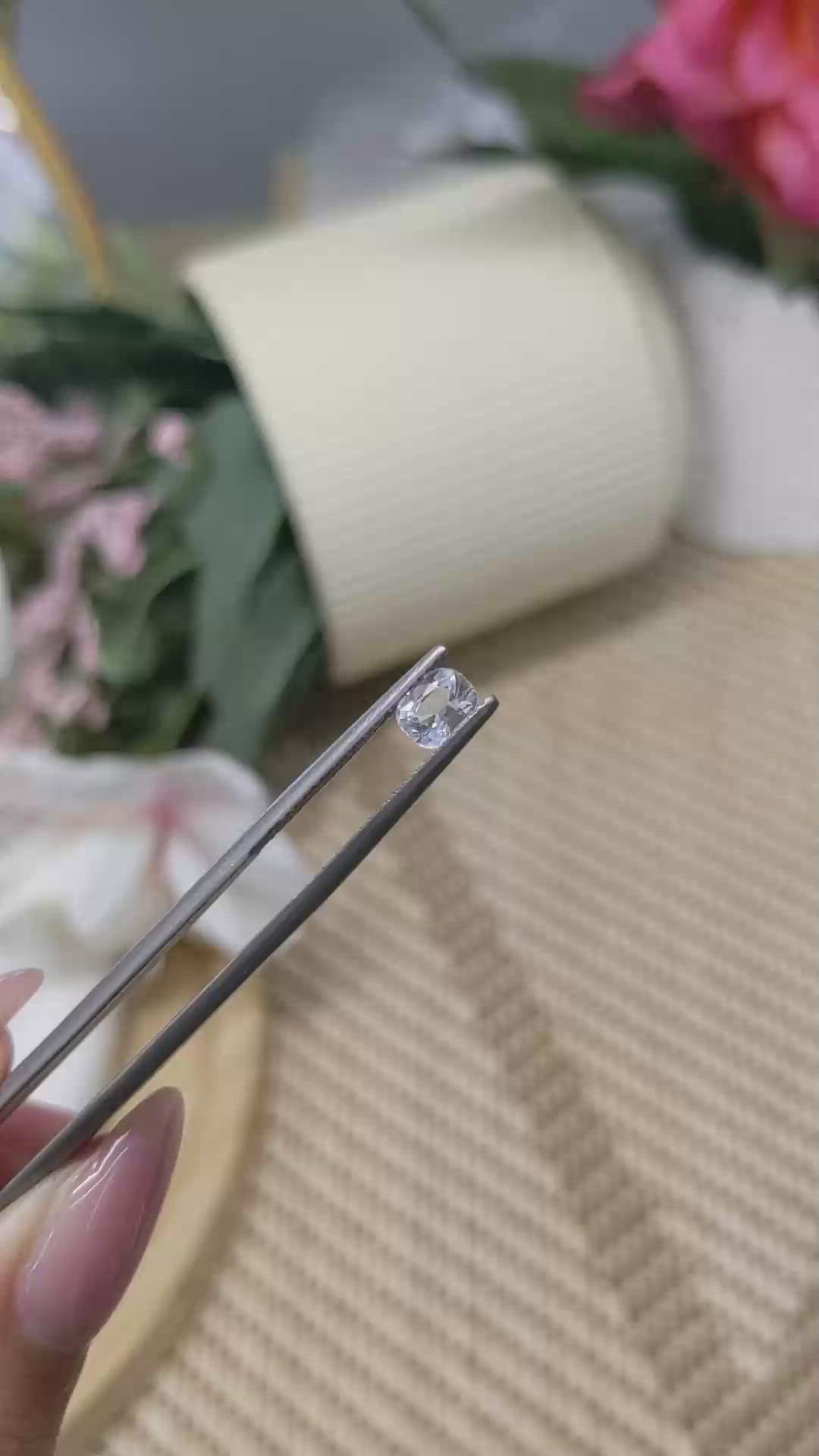 0.62 Ct. Rainbow Moonstone from Ceylon (Sri Lanka) Size Video