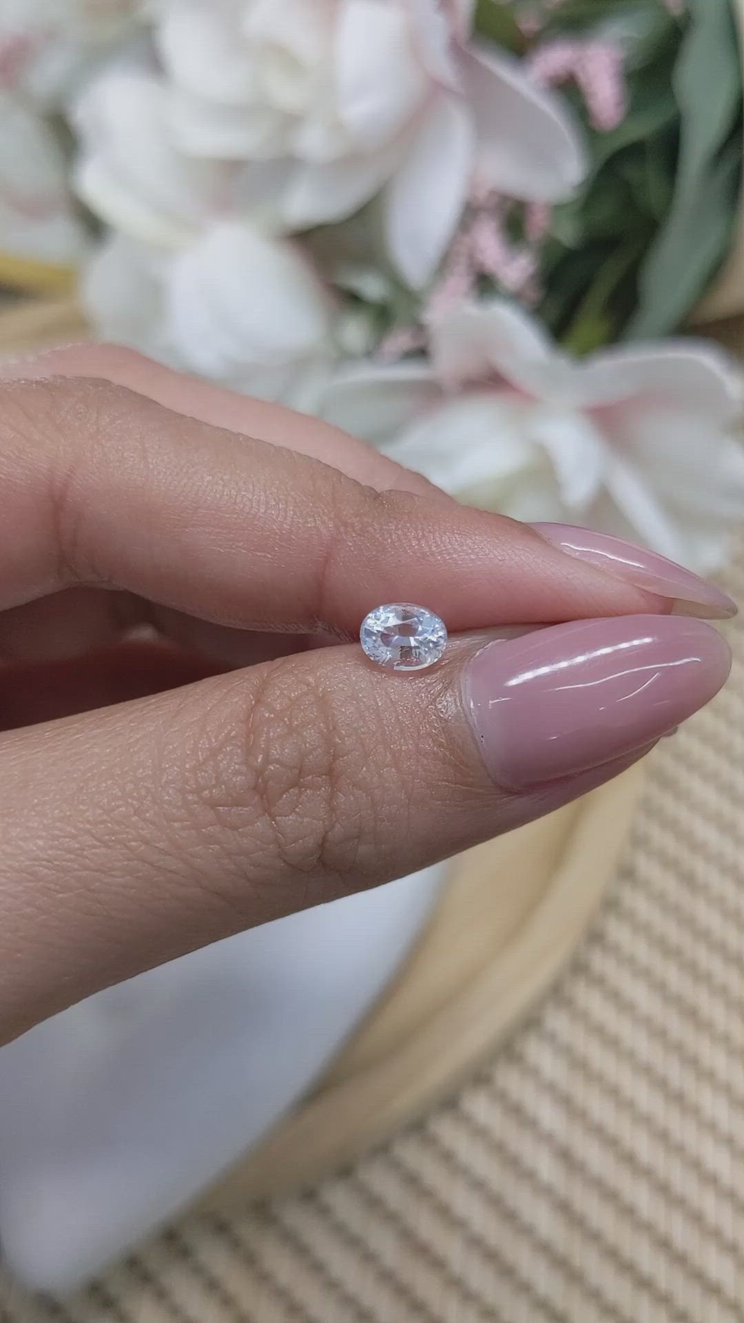 0.59 Ct. Rainbow Moonstone from Ceylon (Sri Lanka) Size Video