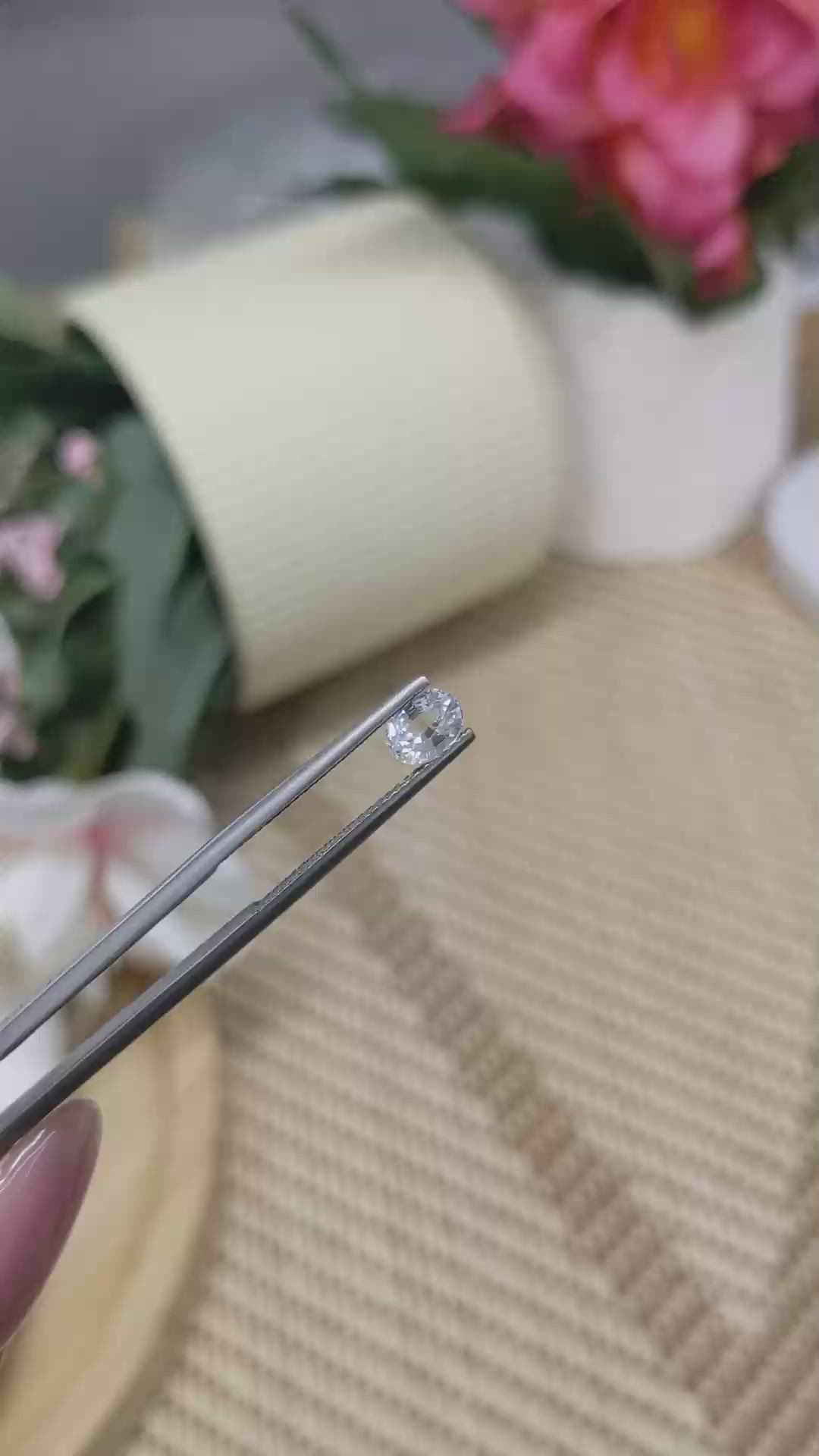 0.59 Ct. Rainbow Moonstone from Ceylon (Sri Lanka) Size Video