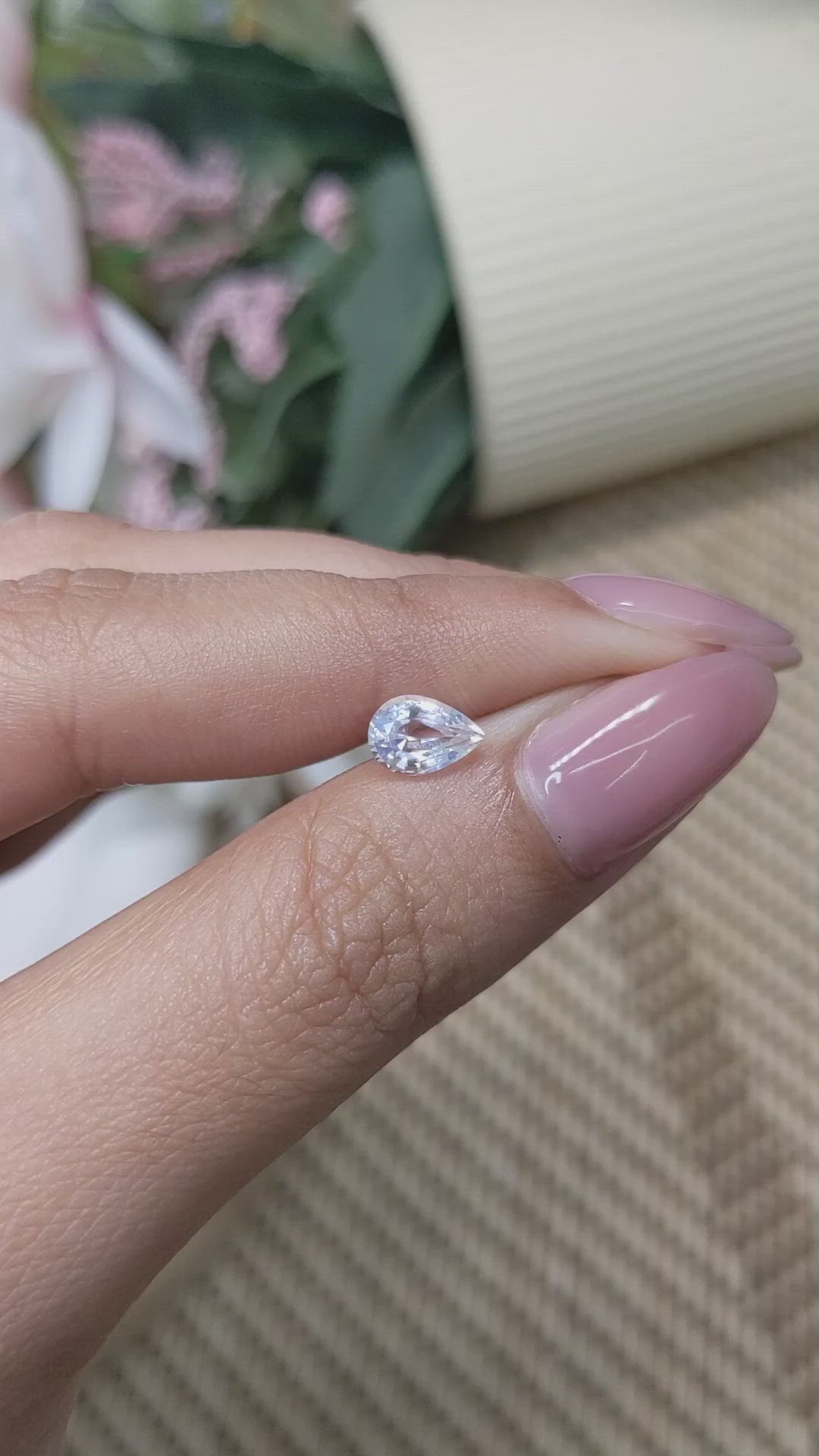 0.75 Ct. Rainbow Moonstone from Ceylon (Sri Lanka) Size Video