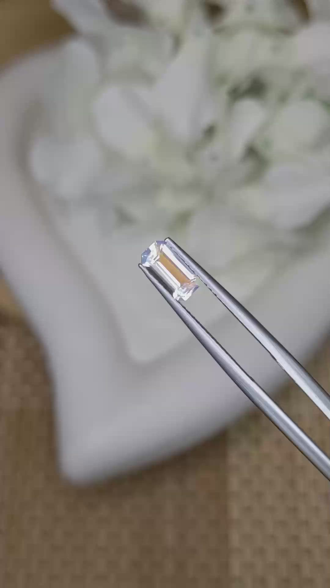 0.62 Ct. Rainbow Moonstone from Ceylon (Sri Lanka) Size Video