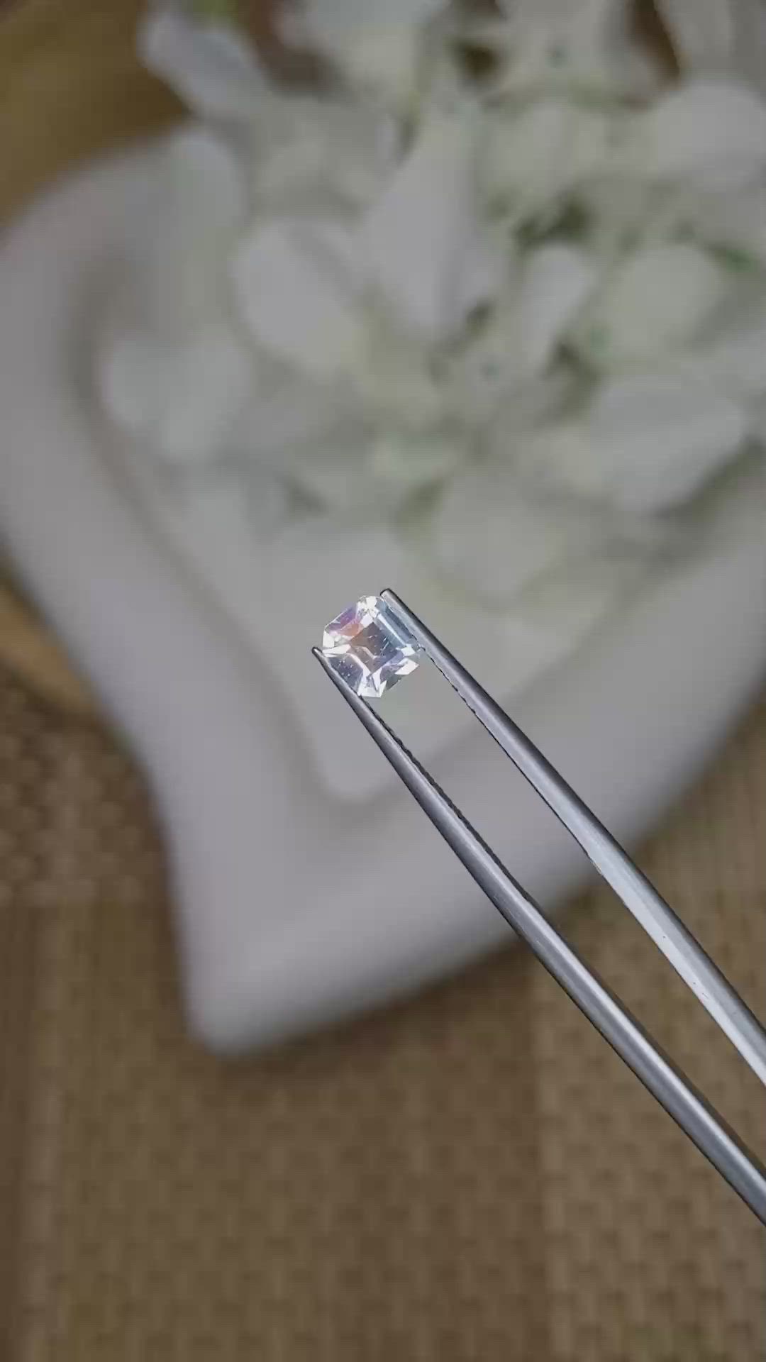 0.51 Ct. Rainbow Moonstone from Ceylon (Sri Lanka) Size Video