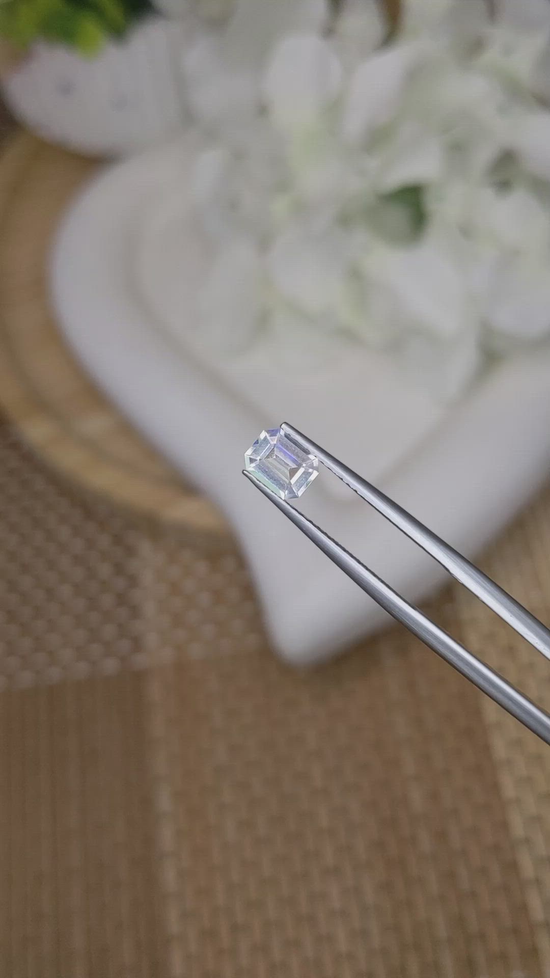 0.61 Ct. Rainbow Moonstone from Ceylon (Sri Lanka) Size Video