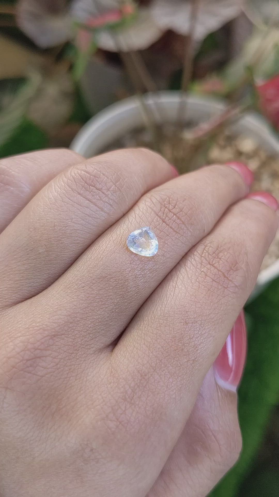 0.68 Ct. Rainbow Moonstone from Ceylon (Sri Lanka) Size Video