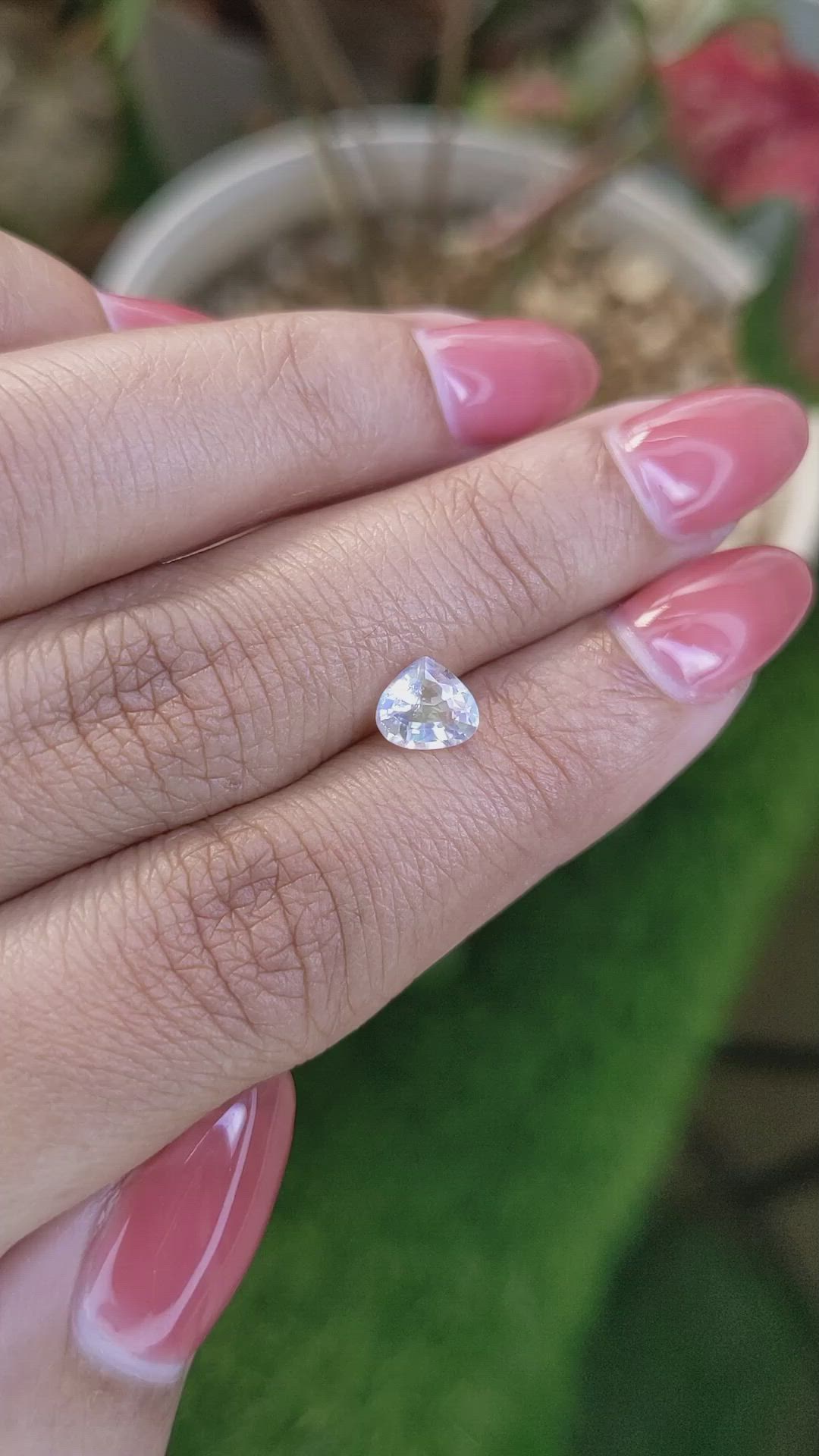 0.68 Ct. Rainbow Moonstone from Ceylon (Sri Lanka) Size Video