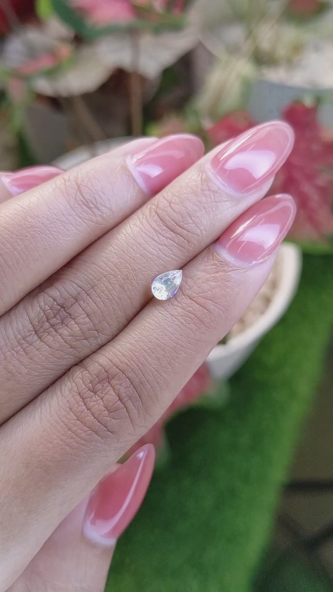 0.45 Ct. Rainbow Moonstone from Ceylon (Sri Lanka) Size Video