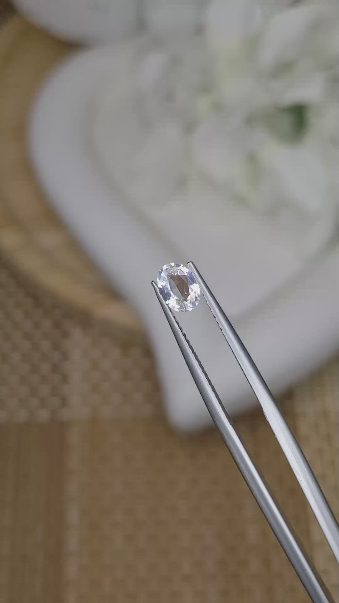 0.43 Ct. Rainbow Moonstone from Ceylon (Sri Lanka) Size Video