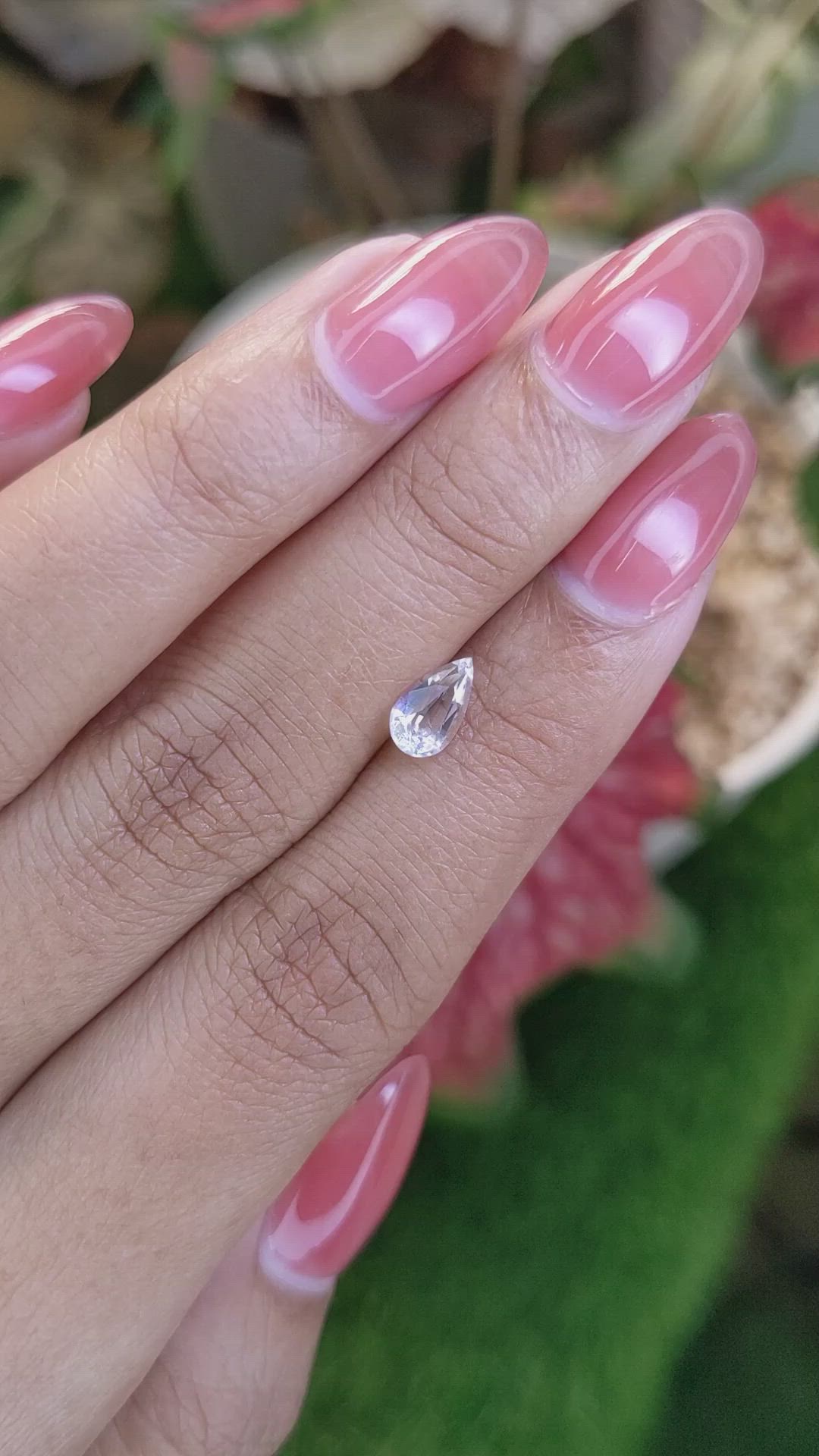0.67 Ct. Rainbow Moonstone from Ceylon (Sri Lanka) Size Video