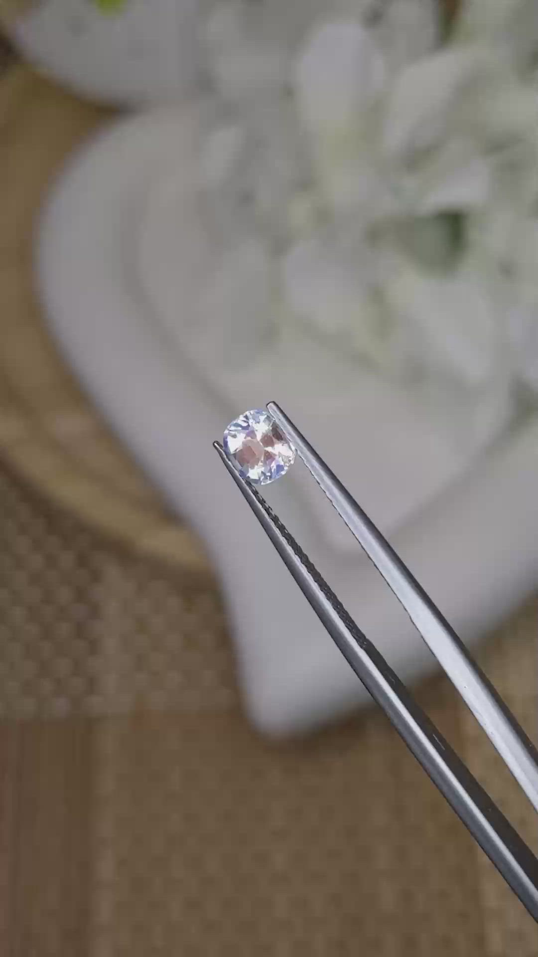 0.59 Ct. Rainbow Moonstone from Ceylon (Sri Lanka) Size Video