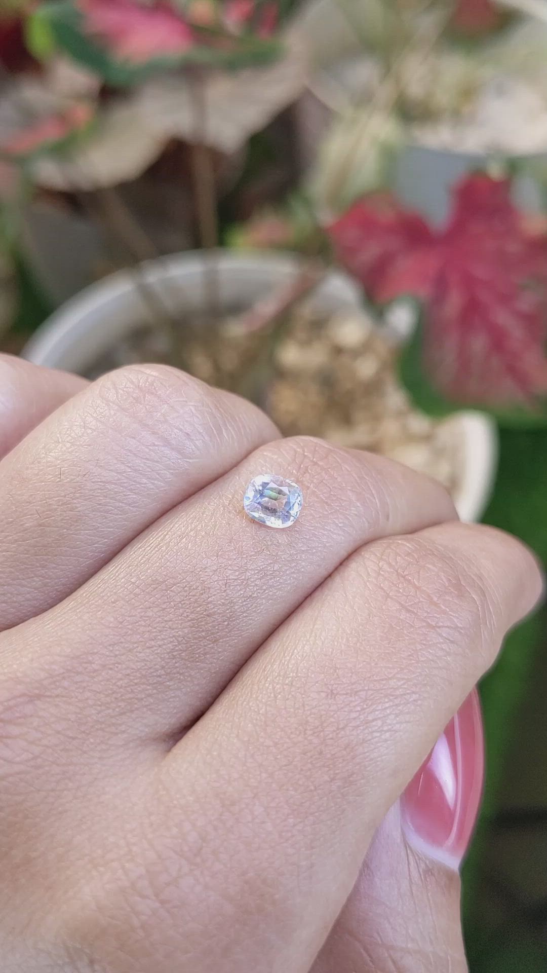0.59 Ct. Rainbow Moonstone from Ceylon (Sri Lanka) Size Video