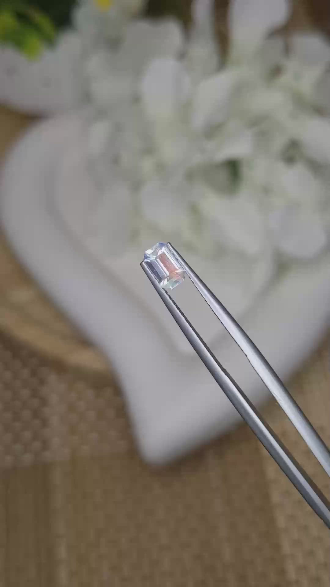 0.45 Ct. Rainbow Moonstone from Ceylon (Sri Lanka) Size Video