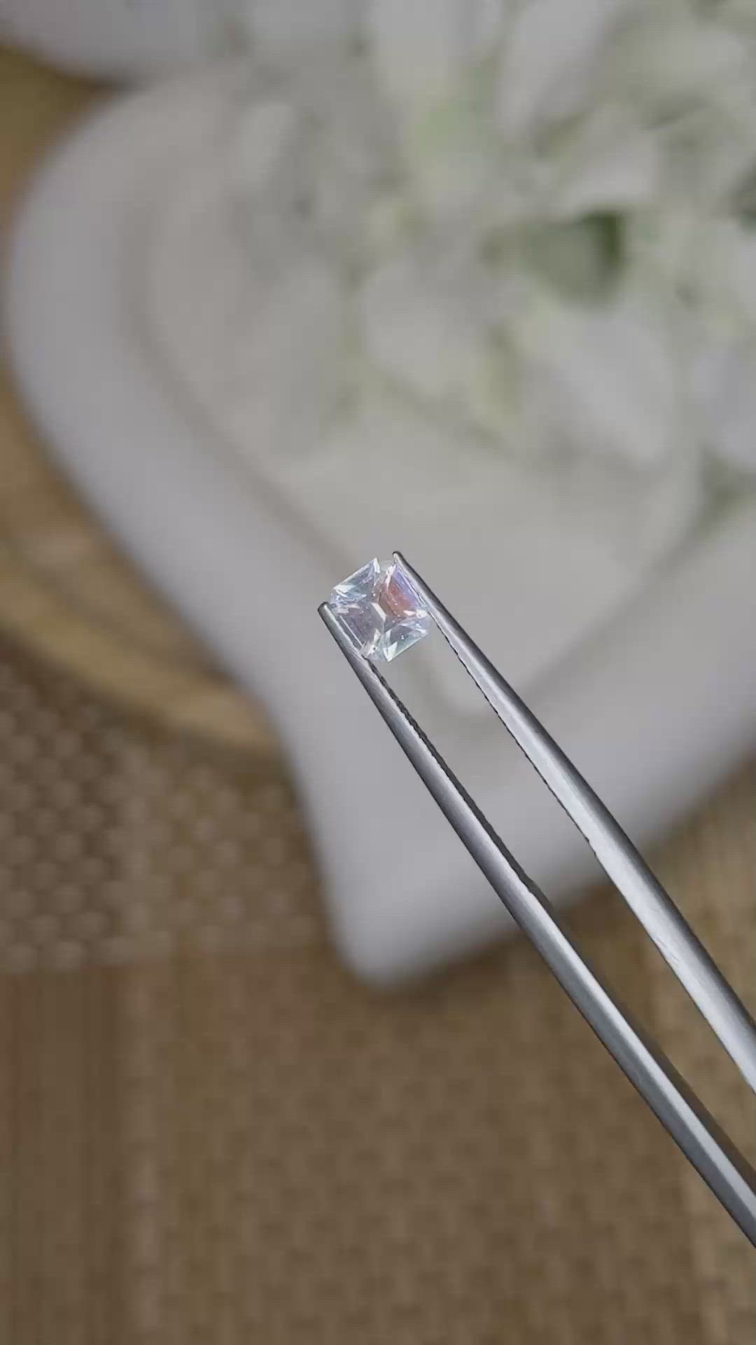 0.40 Ct. Rainbow Moonstone from Ceylon (Sri Lanka) Size Video
