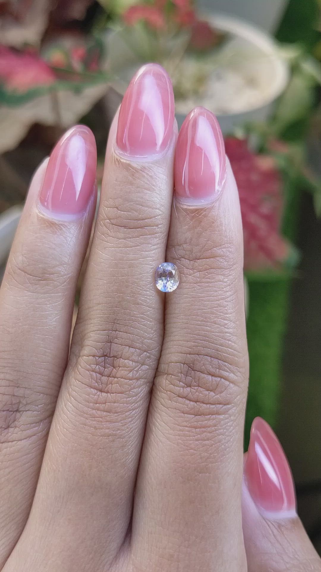 0.42 Ct. Rainbow Moonstone from Ceylon (Sri Lanka) Size Video