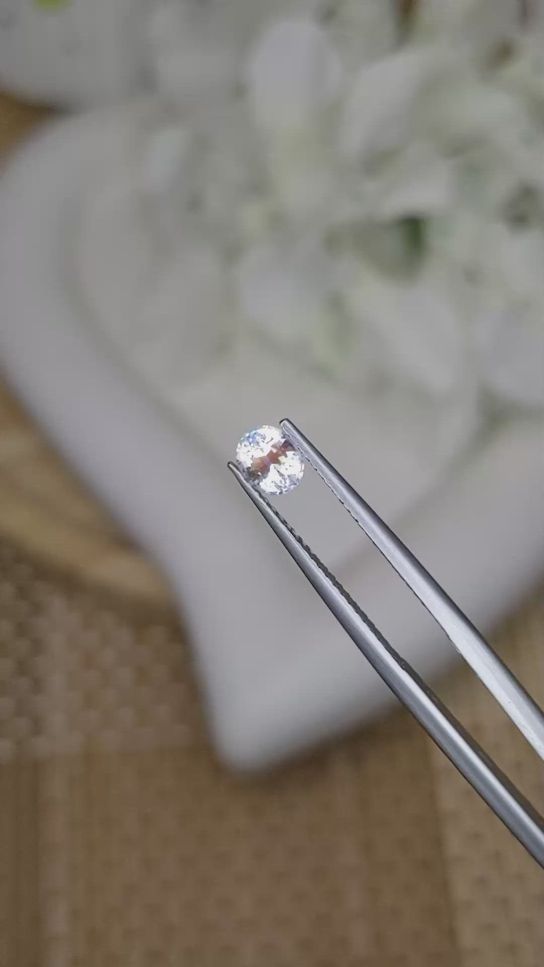 0.42 Ct. Rainbow Moonstone from Ceylon (Sri Lanka) Size Video