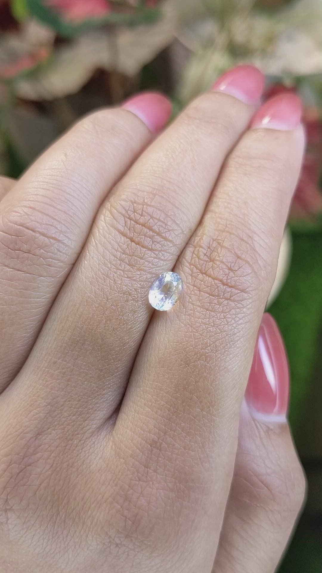 0.71 Ct. Rainbow Moonstone from Ceylon (Sri Lanka) Size Video