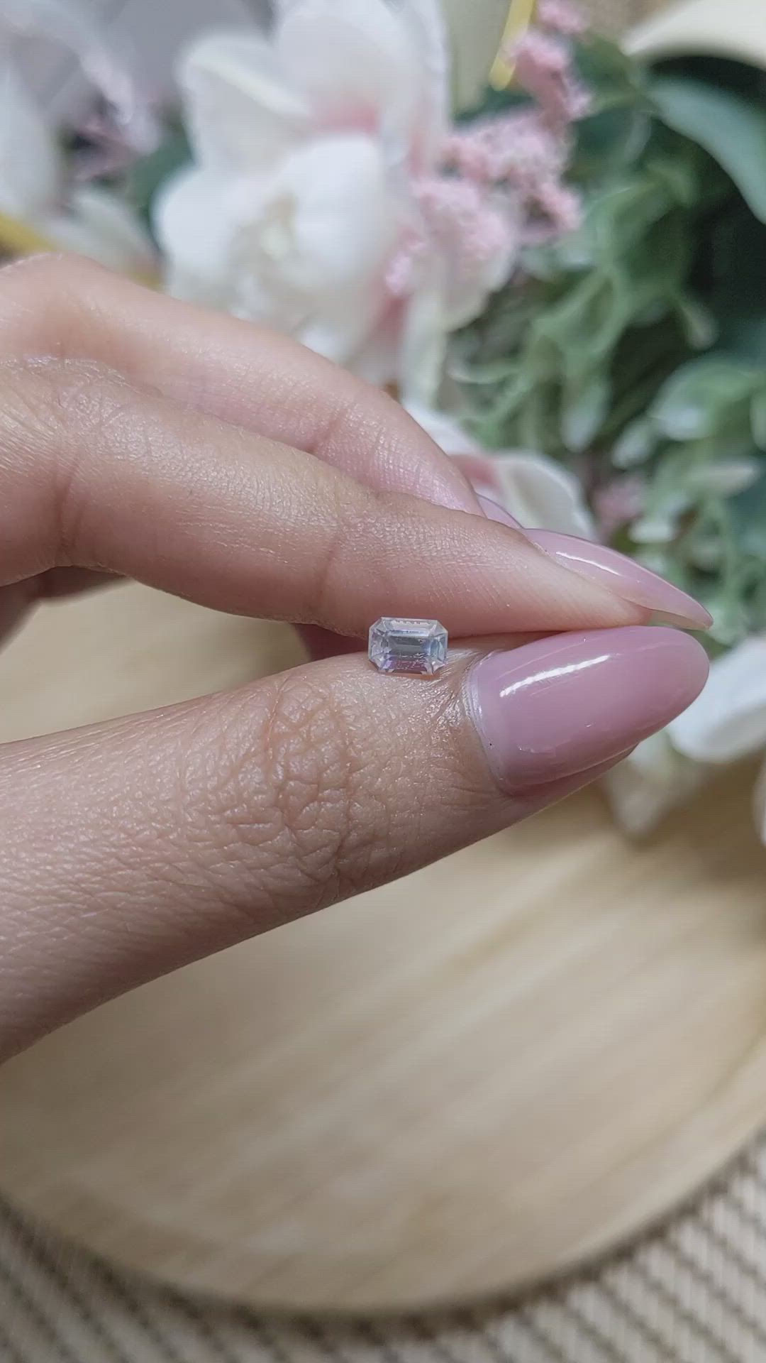 0.52 Ct. Rainbow Moonstone from Ceylon (Sri Lanka) Size Video