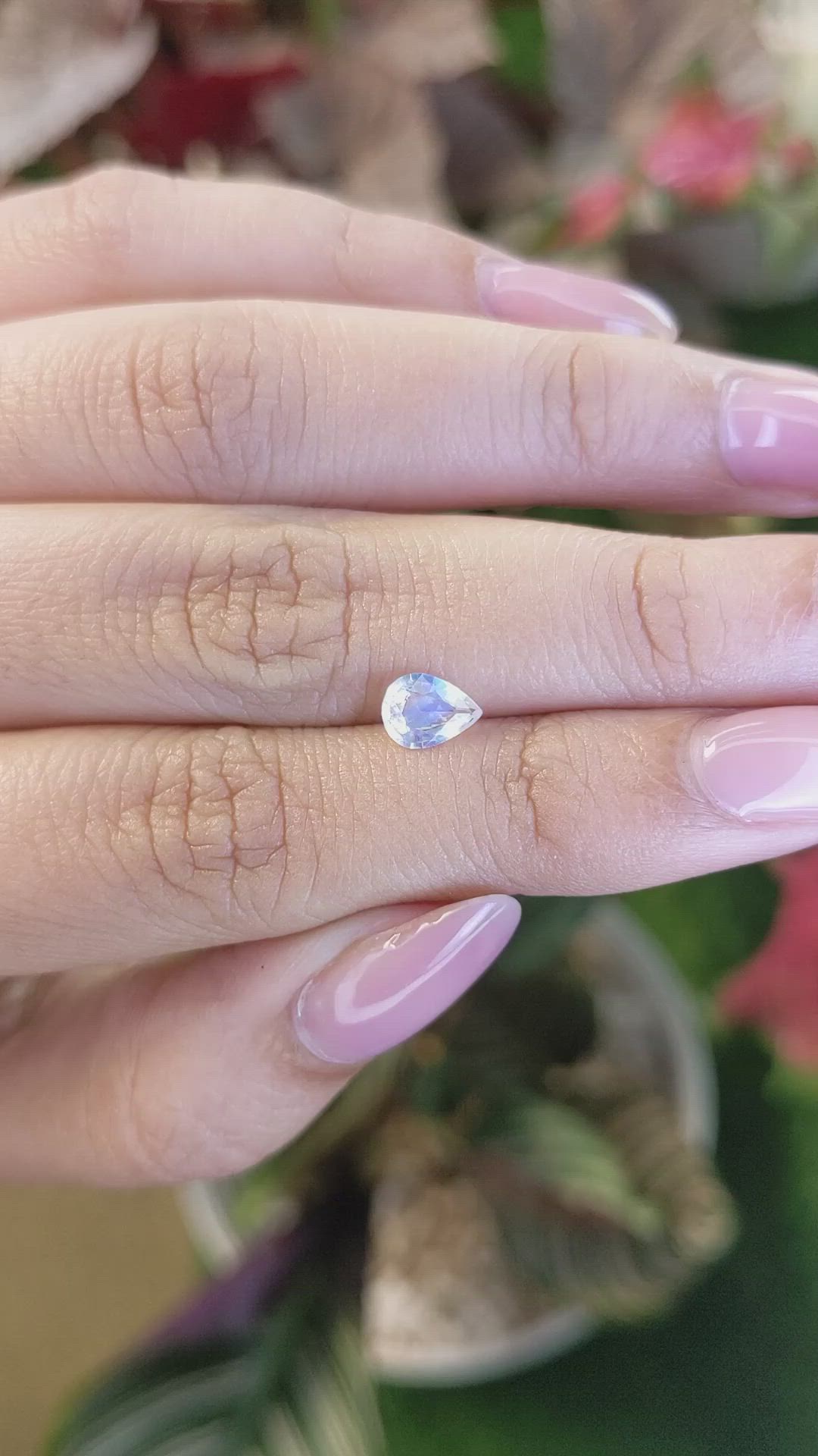 0.46 Ct. Rainbow Moonstone from Ceylon (Sri Lanka) Size Video