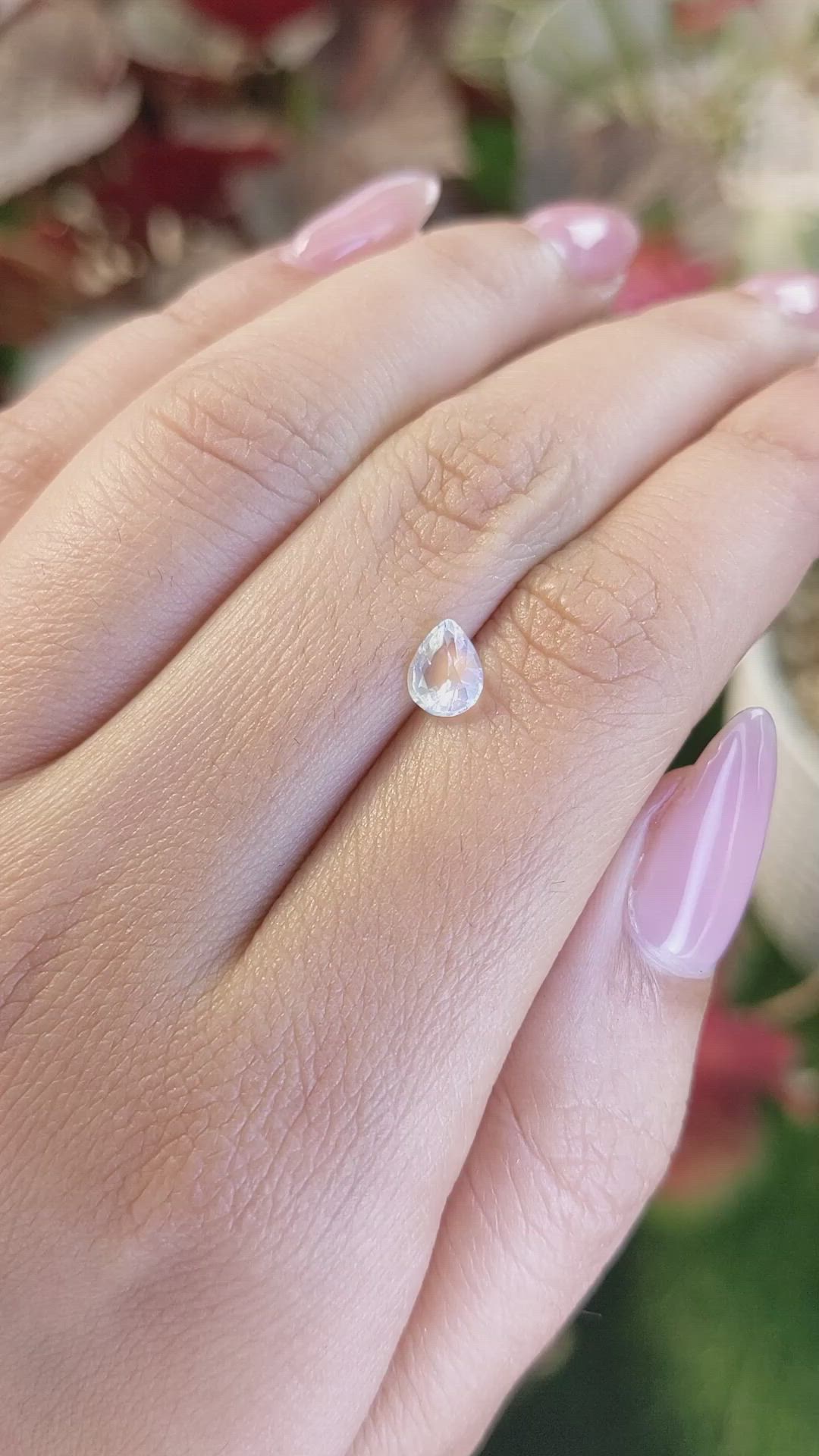 0.64 Ct. Rainbow Moonstone from Ceylon (Sri Lanka) Size Video