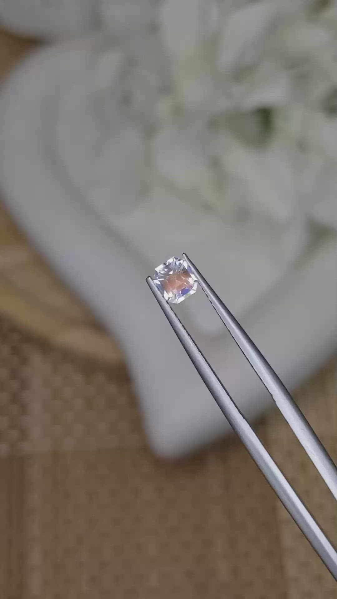 0.46 Ct. Rainbow Moonstone from Ceylon (Sri Lanka) Size Video