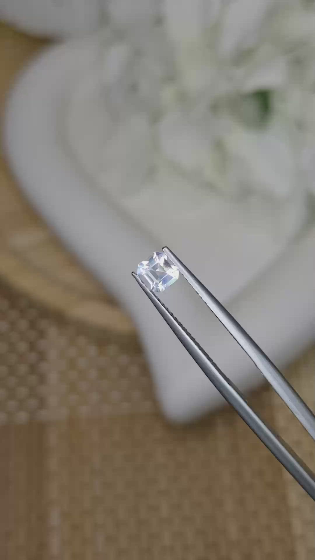 0.38 Ct. Rainbow Moonstone from Ceylon (Sri Lanka) Size Video
