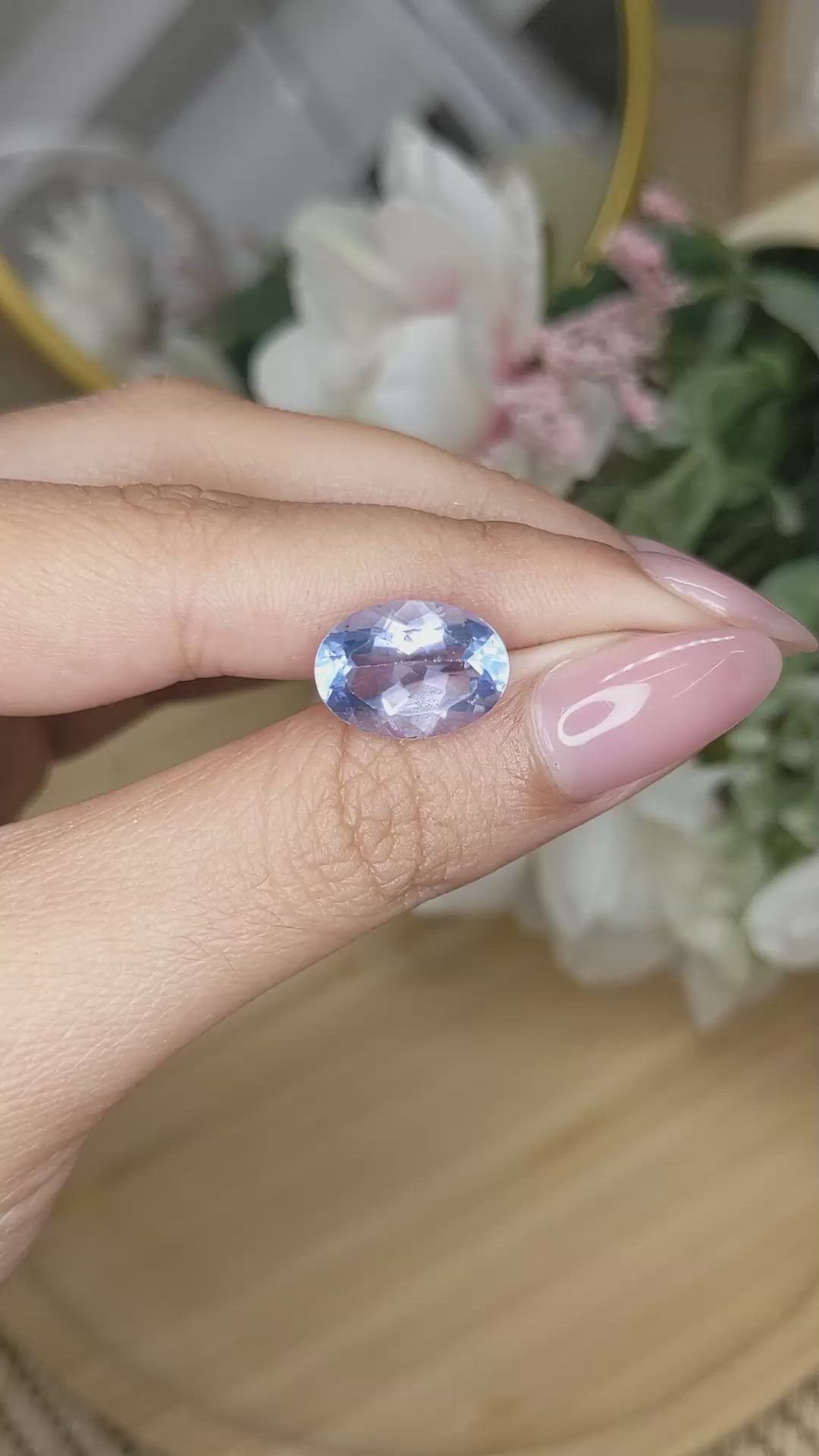 6.75 Ct. Blue Fluorite from Ceylon (Sri Lanka) Size Video