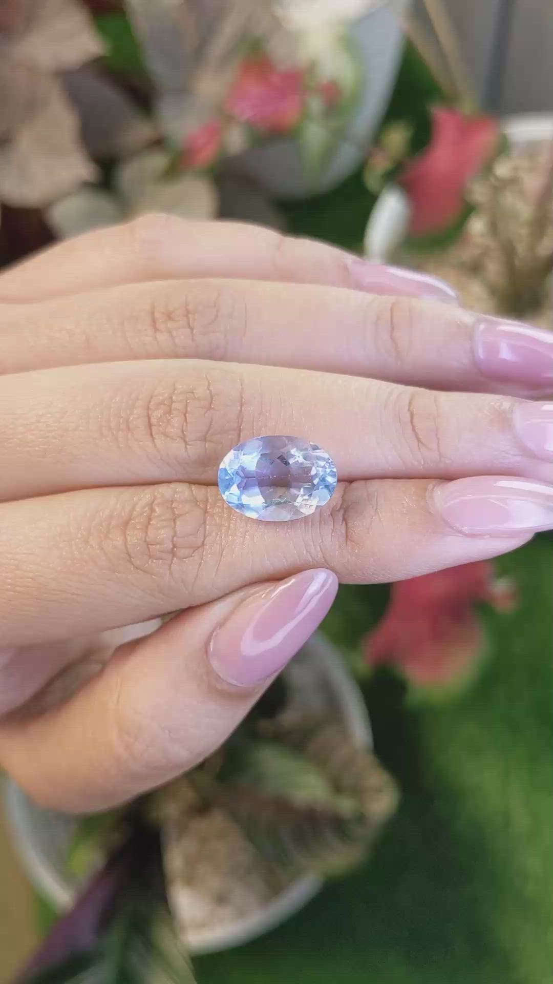 6.75 Ct. Blue Fluorite from Ceylon (Sri Lanka) Size Video