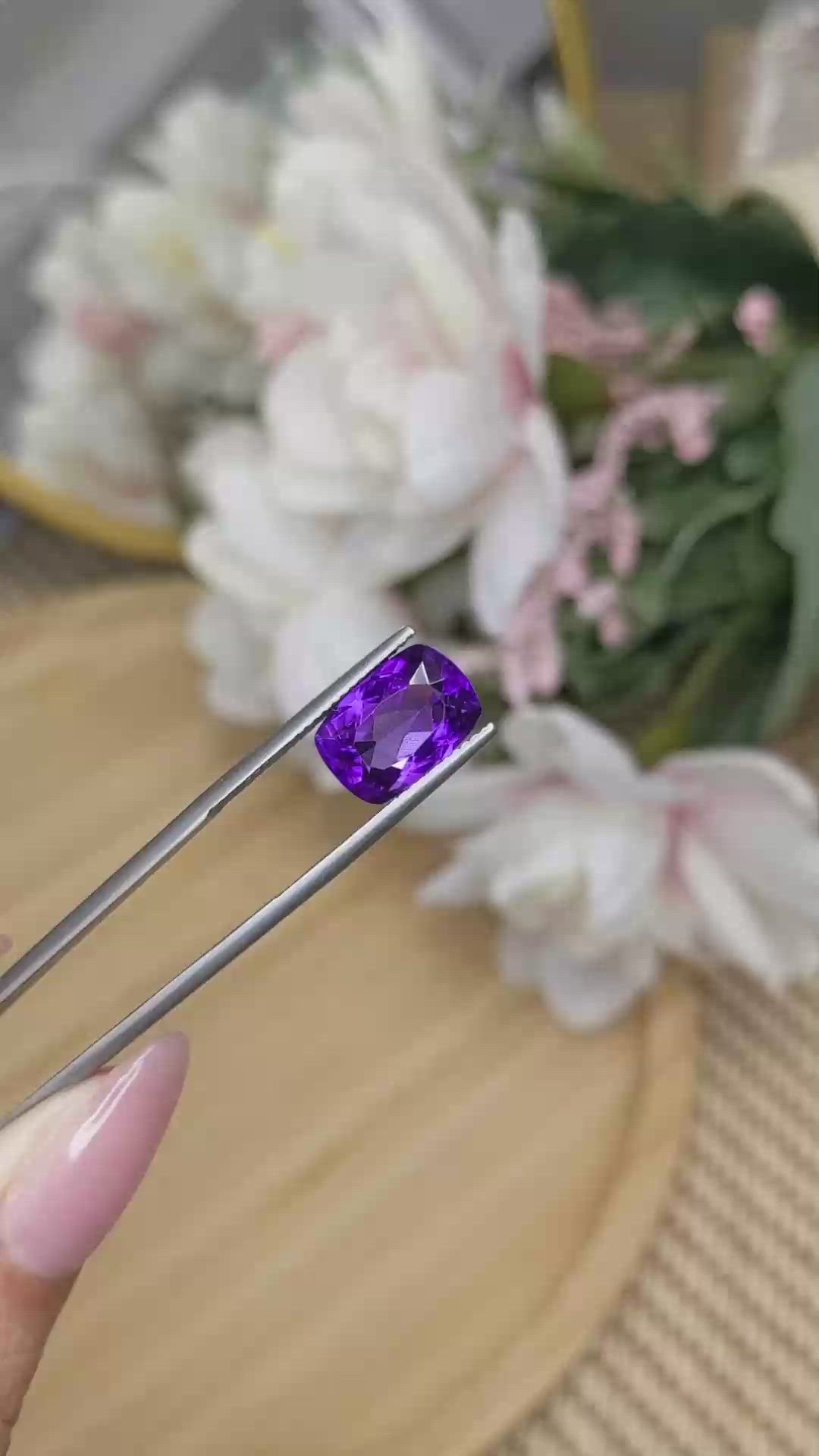 5.14 Ct. Purple Amethyst from Brazil Size Video
