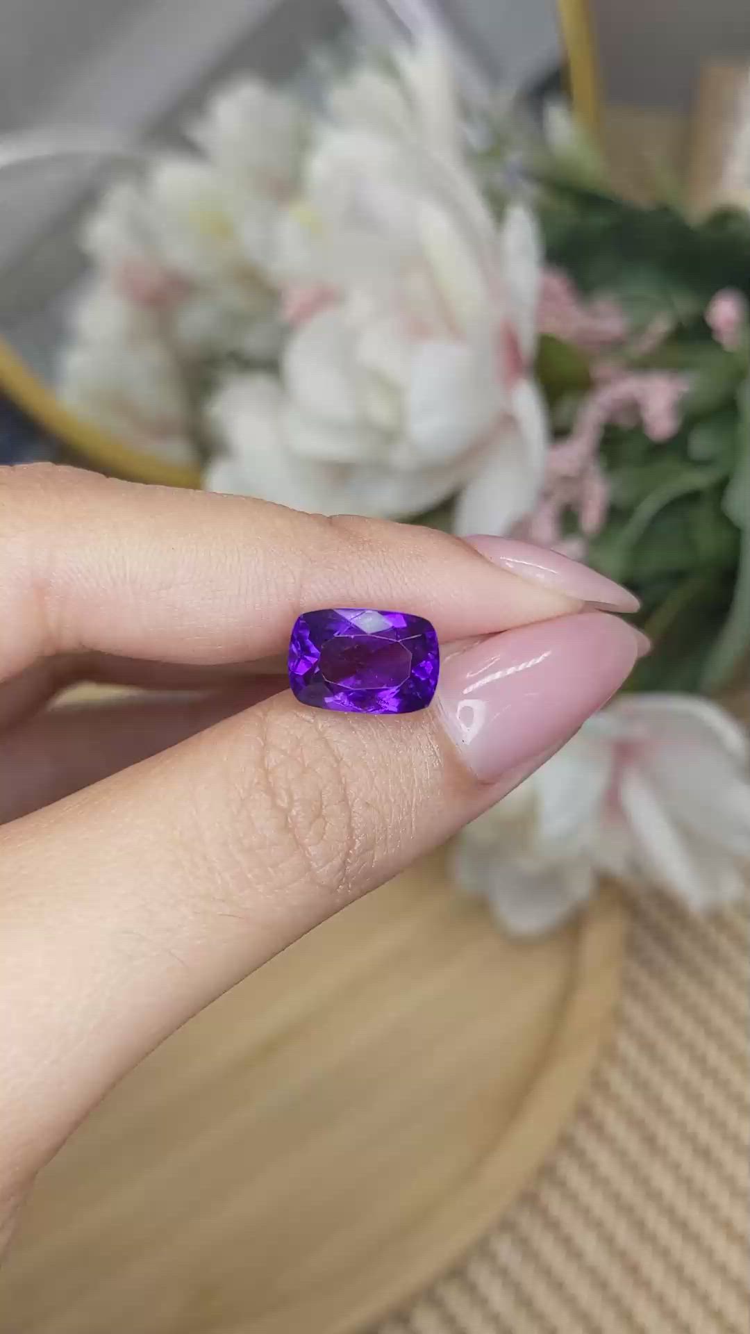 5.14 Ct. Purple Amethyst from Brazil Size Video