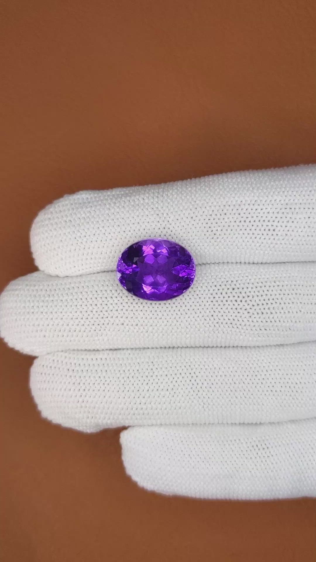 9.57 Ct. Purple Amethyst from Brazil Size Video
