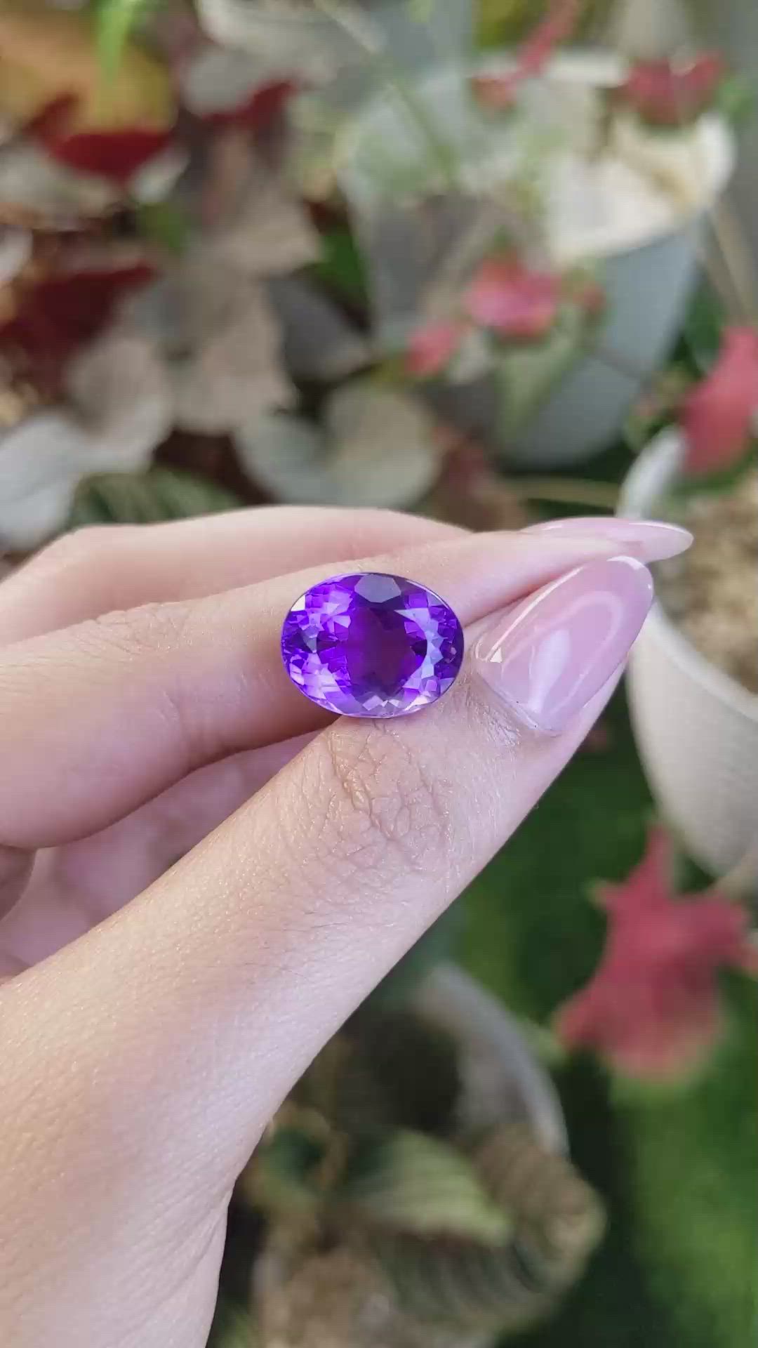9.57 Ct. Purple Amethyst from Brazil Size Video