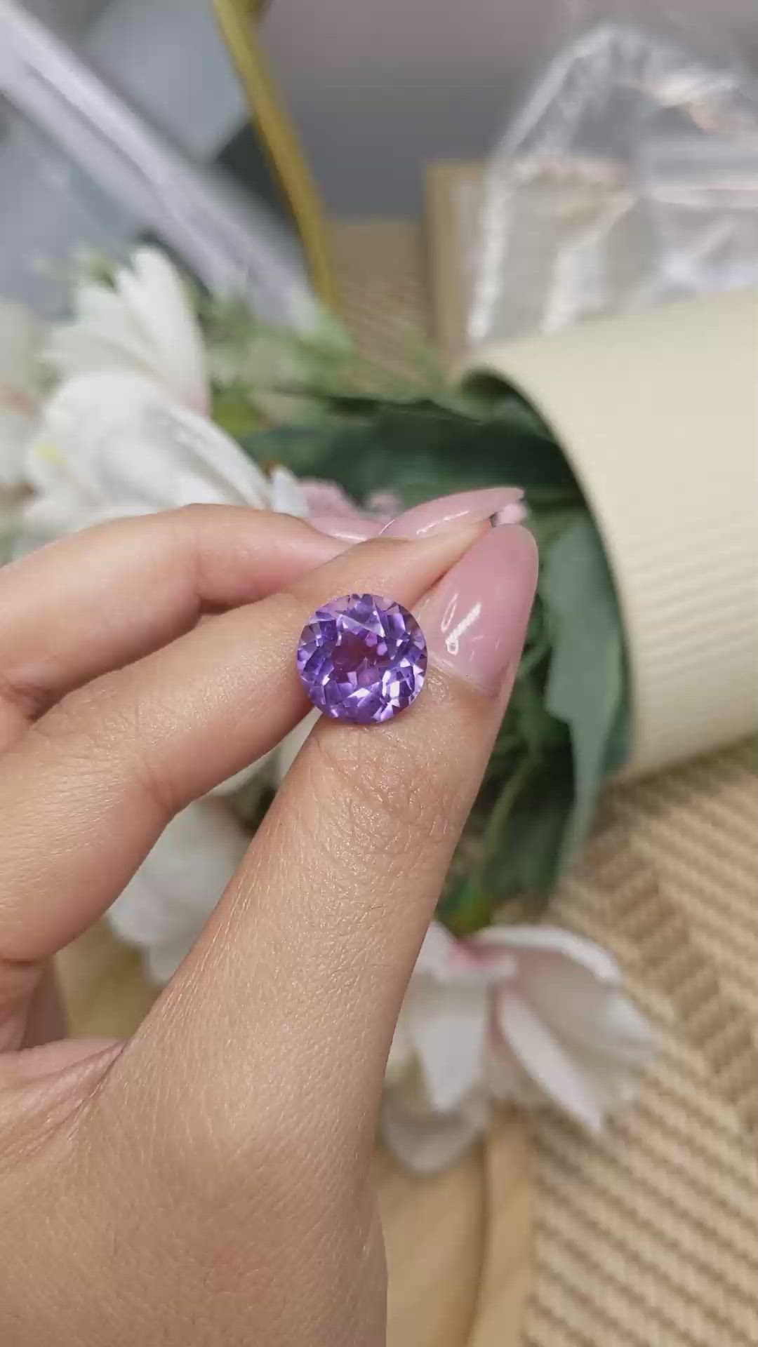 6.83 Ct. Purple Amethyst from Brazil Size Video
