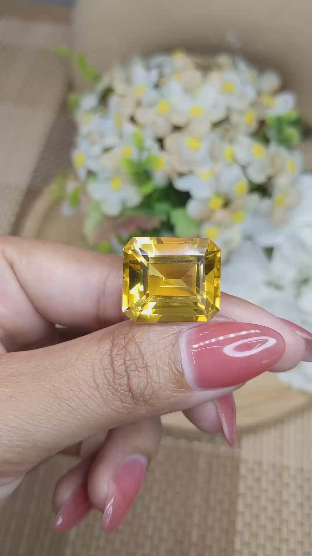 25.47 Ct. Yellowish Orange Citrine from Ceylon (Sri Lanka) Size Video