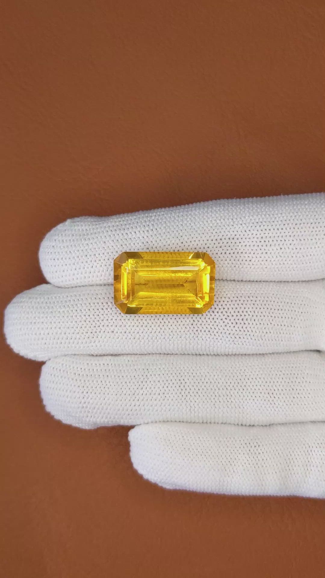 20.12 Ct. Yellowish Orange Citrine from Ceylon (Sri Lanka) Size Video
