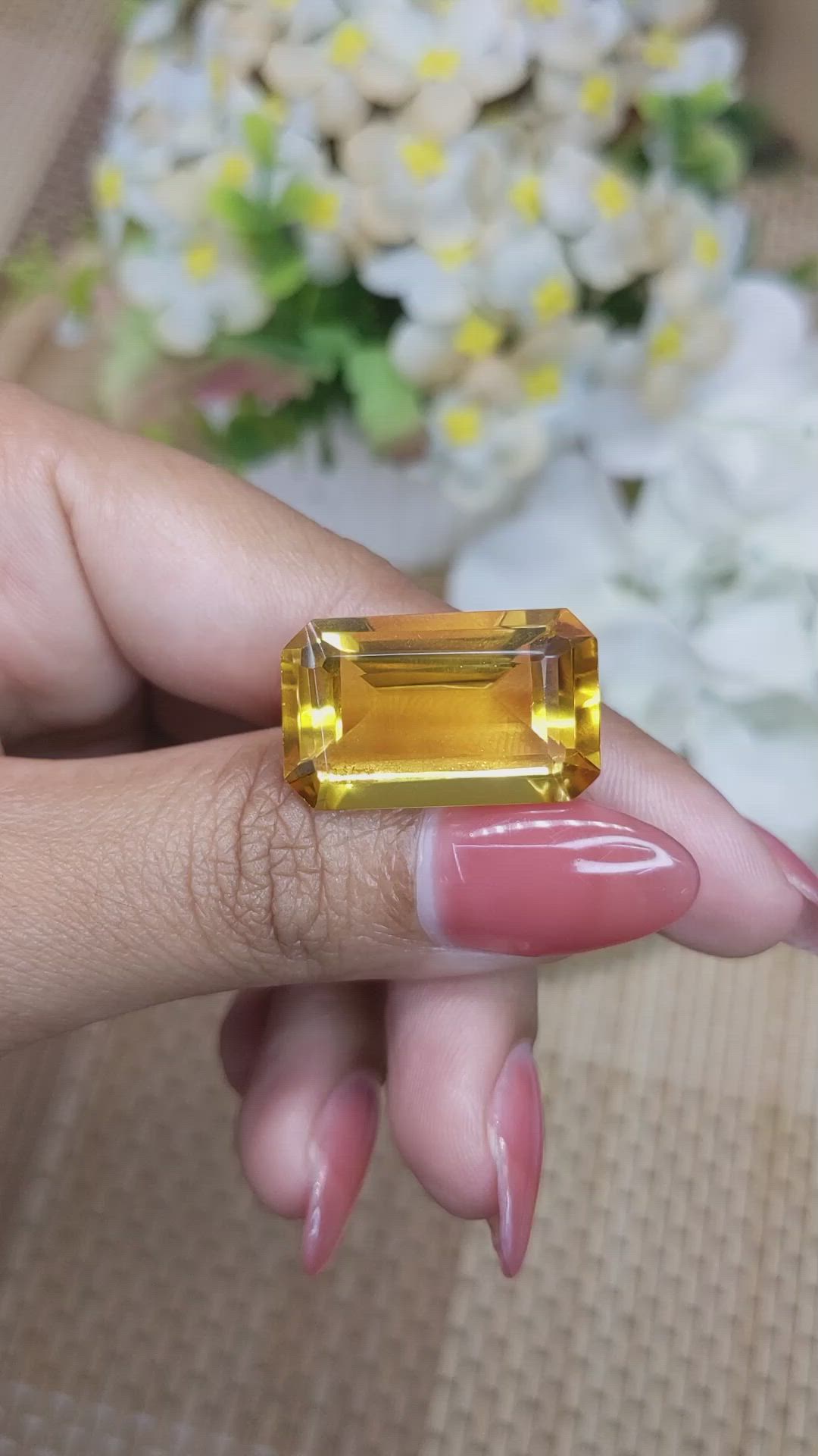 20.12 Ct. Yellowish Orange Citrine from Ceylon (Sri Lanka) Size Video