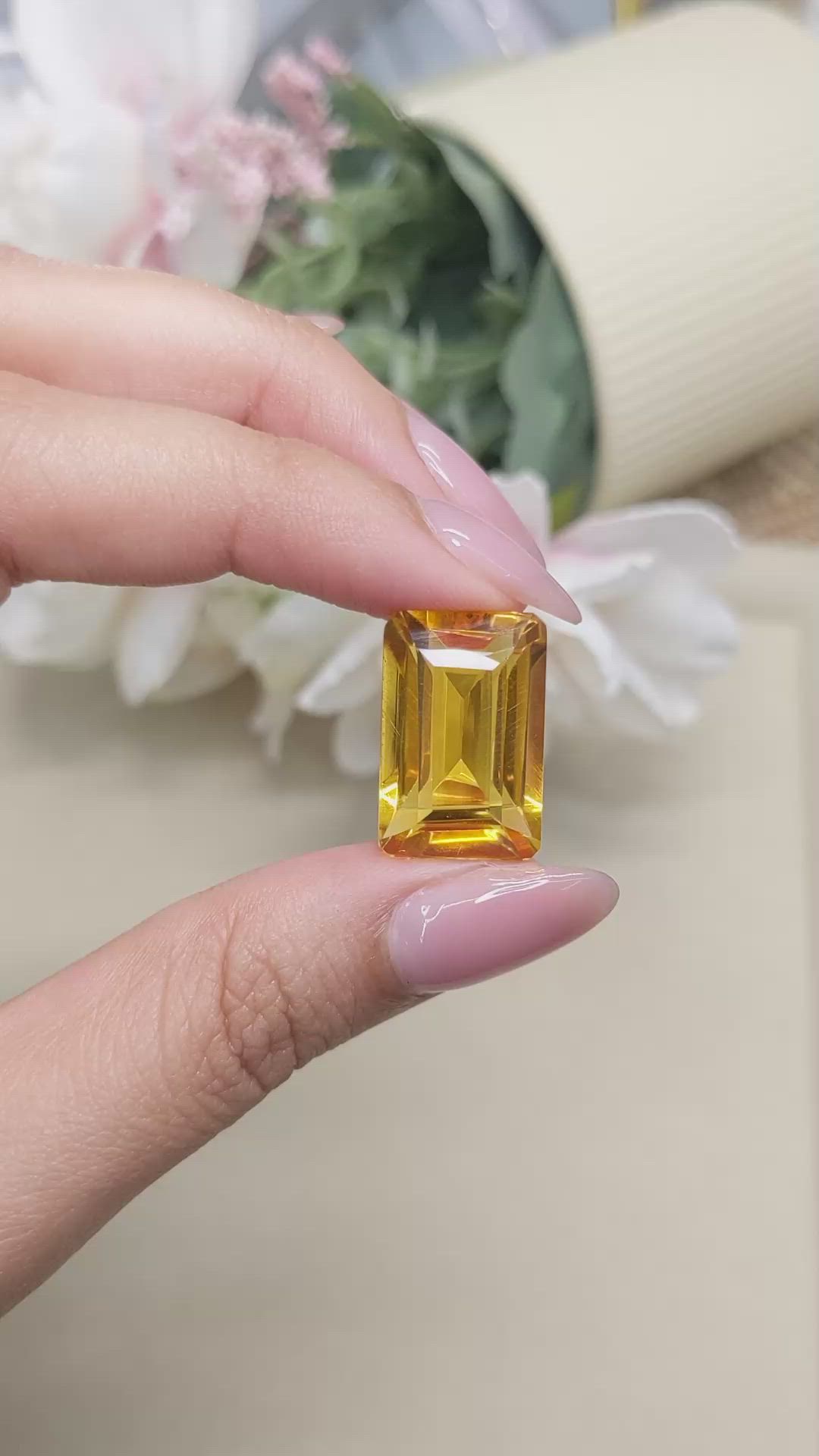 21.48 Ct. Yellowish Orange Citrine from Ceylon (Sri Lanka) Size Video