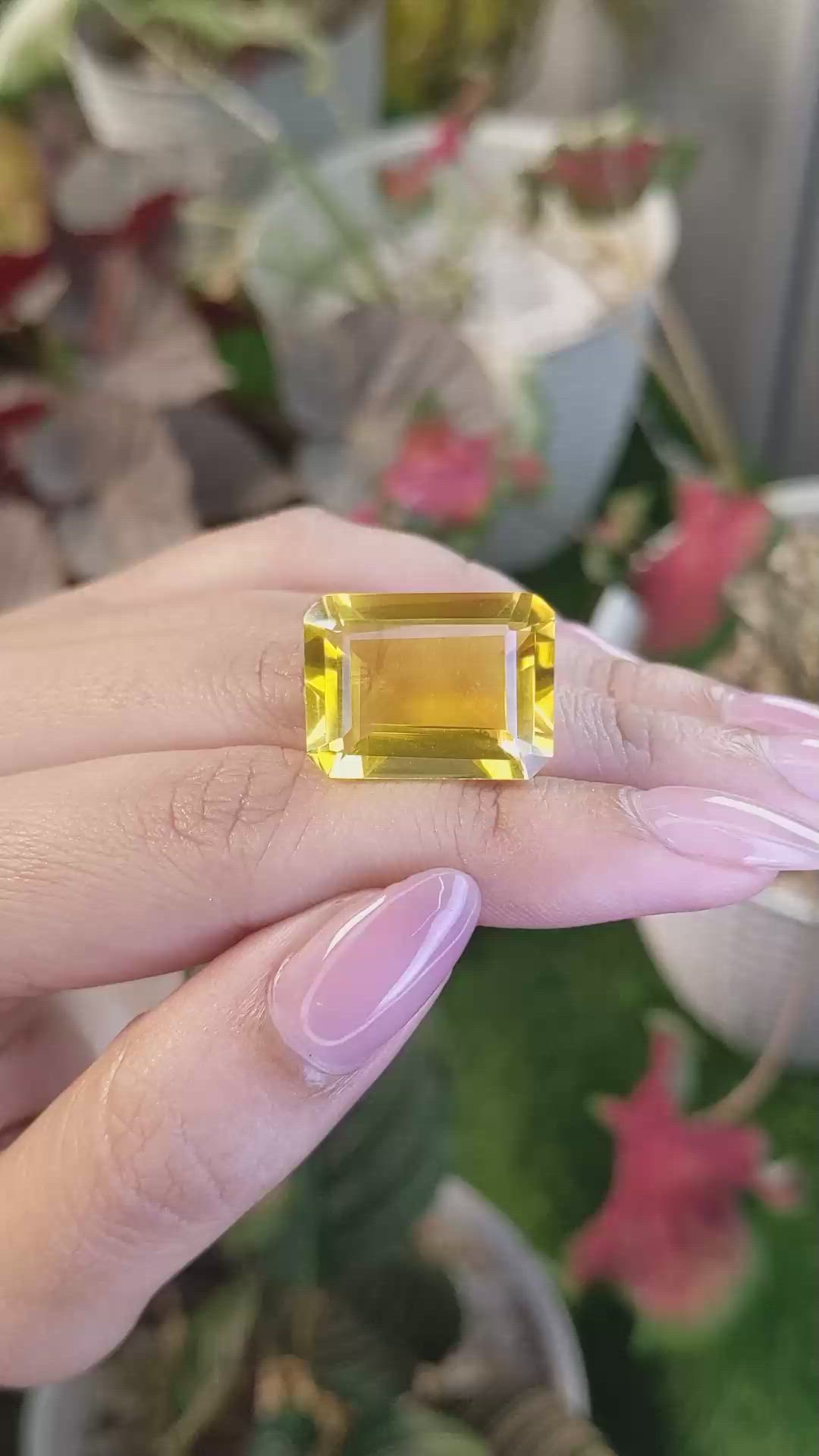 21.43 Ct. Yellow Citrine from Ceylon (Sri Lanka) Size Video