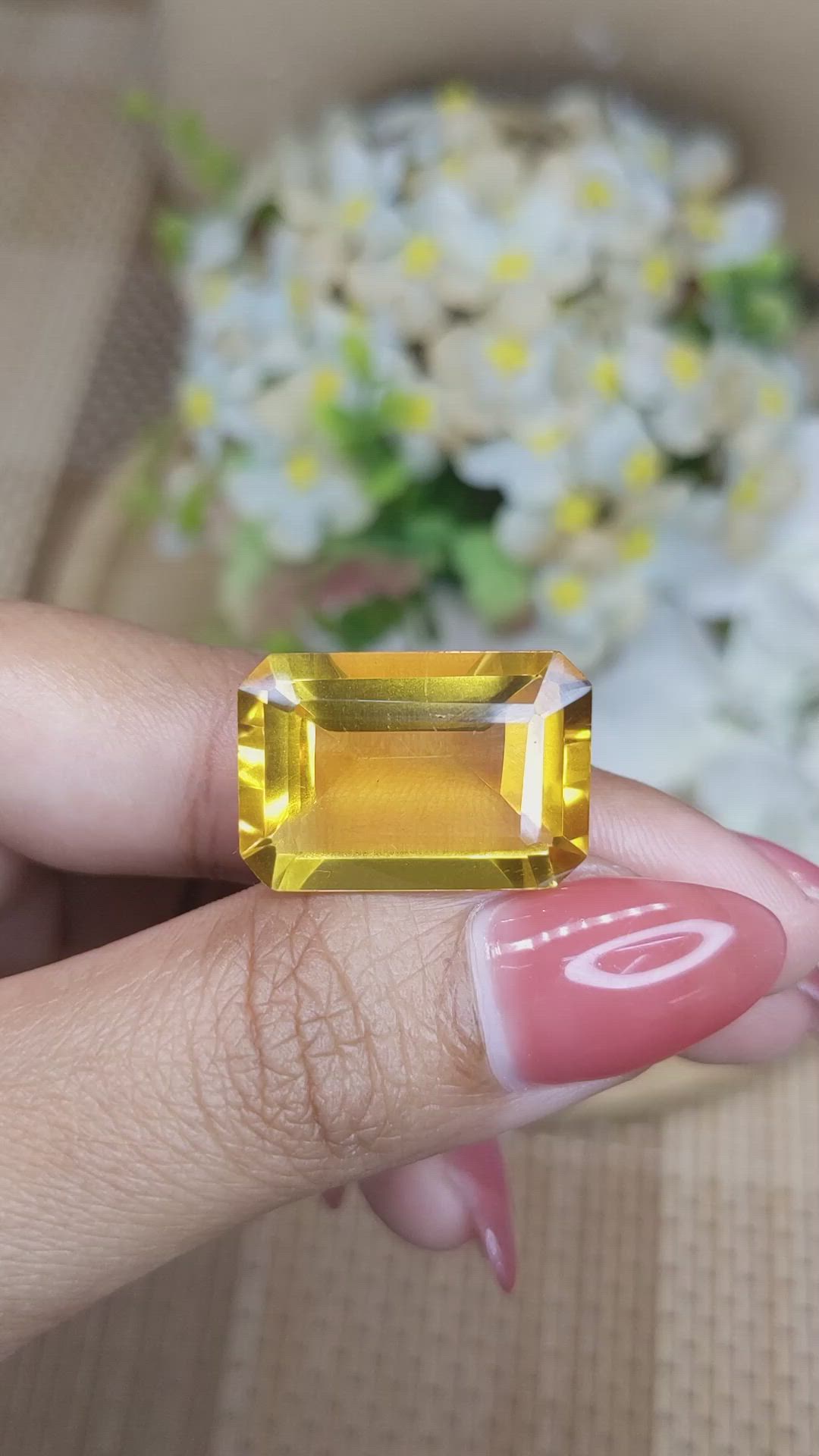 20.63 Ct. Yellowish Orange Citrine from Ceylon (Sri Lanka) Size Video