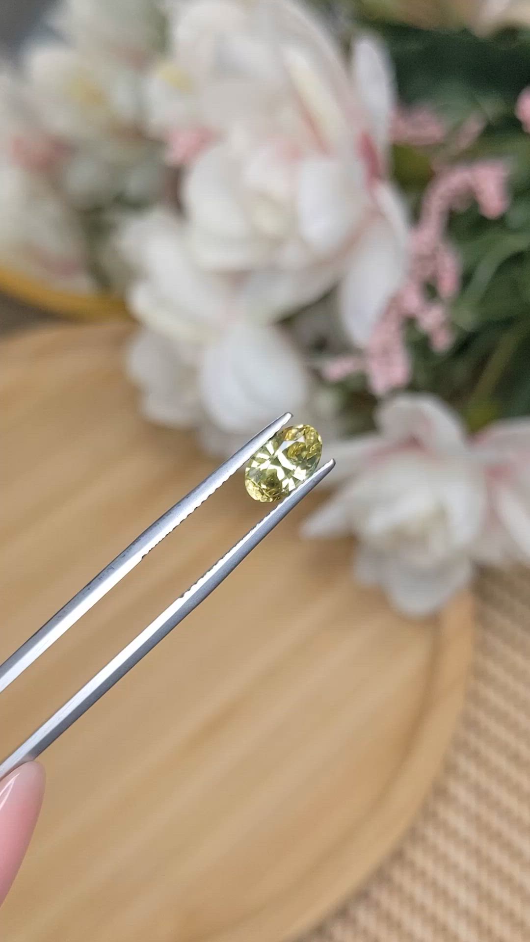 1.56 Ct. Greenish Yellow Chrysoberyl from Ceylon (Sri Lanka) Size Video