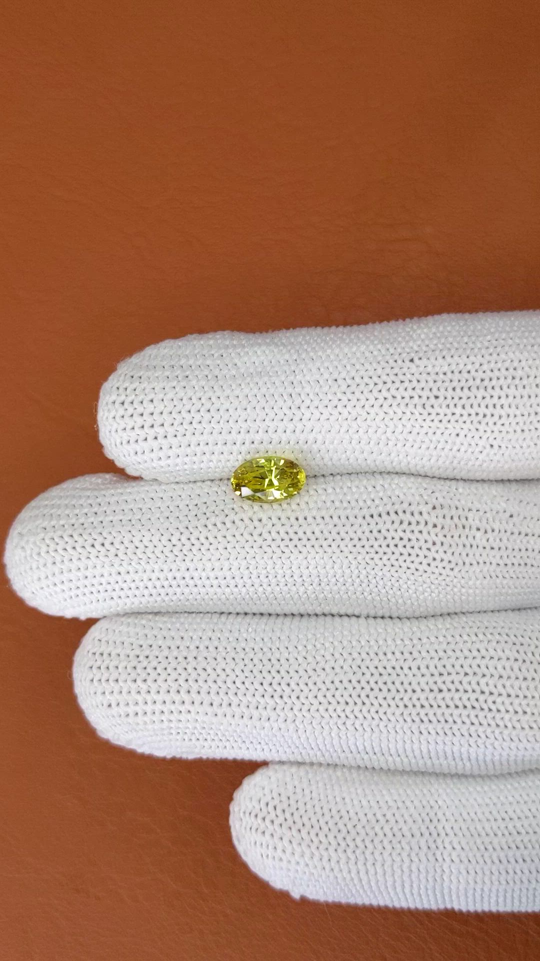1.56 Ct. Greenish Yellow Chrysoberyl from Ceylon (Sri Lanka) Size Video