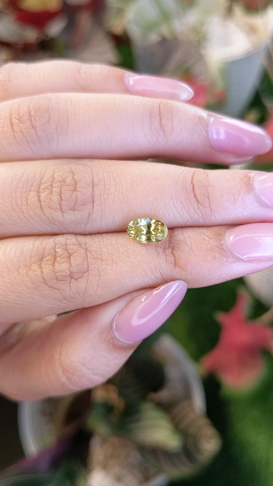 1.56 Ct. Greenish Yellow Chrysoberyl from Ceylon (Sri Lanka) Size Video