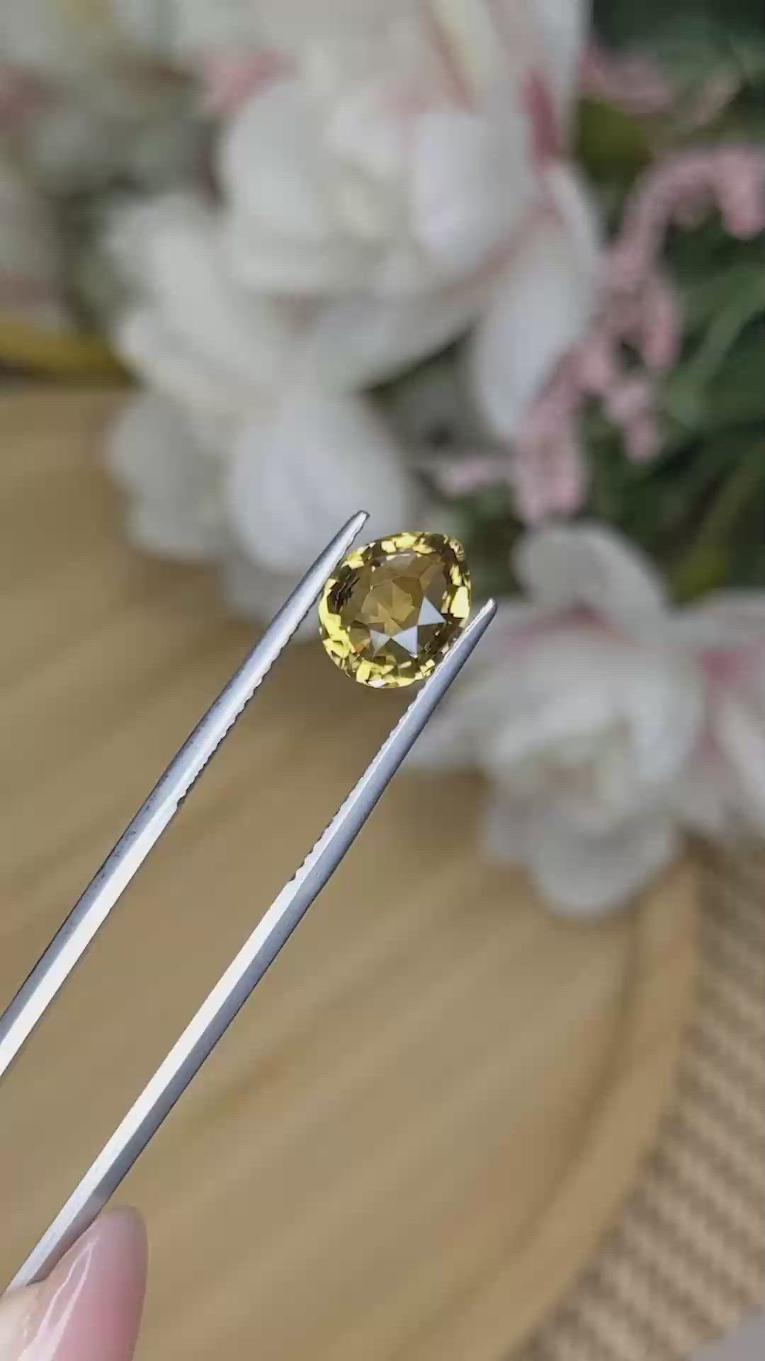 2.50 Ct. Golden Brown Sinhalite from Ceylon (Sri Lanka) Size Video