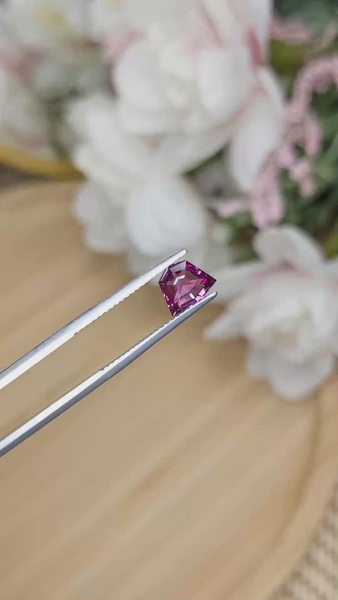 1.25 Ct. Reddish Pink Almandine Garnet from Ceylon (Sri Lanka) Size Video