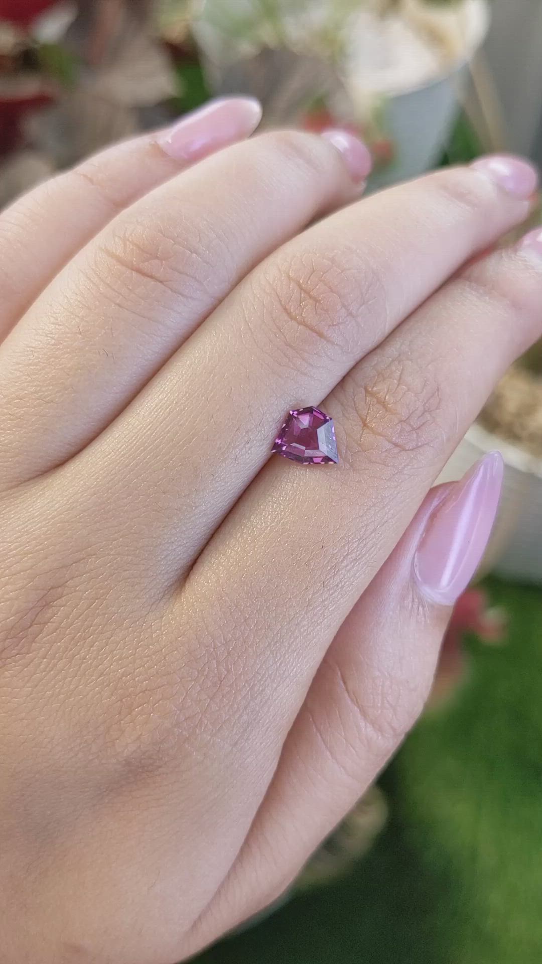 1.25 Ct. Reddish Pink Almandine Garnet from Ceylon (Sri Lanka) Size Video
