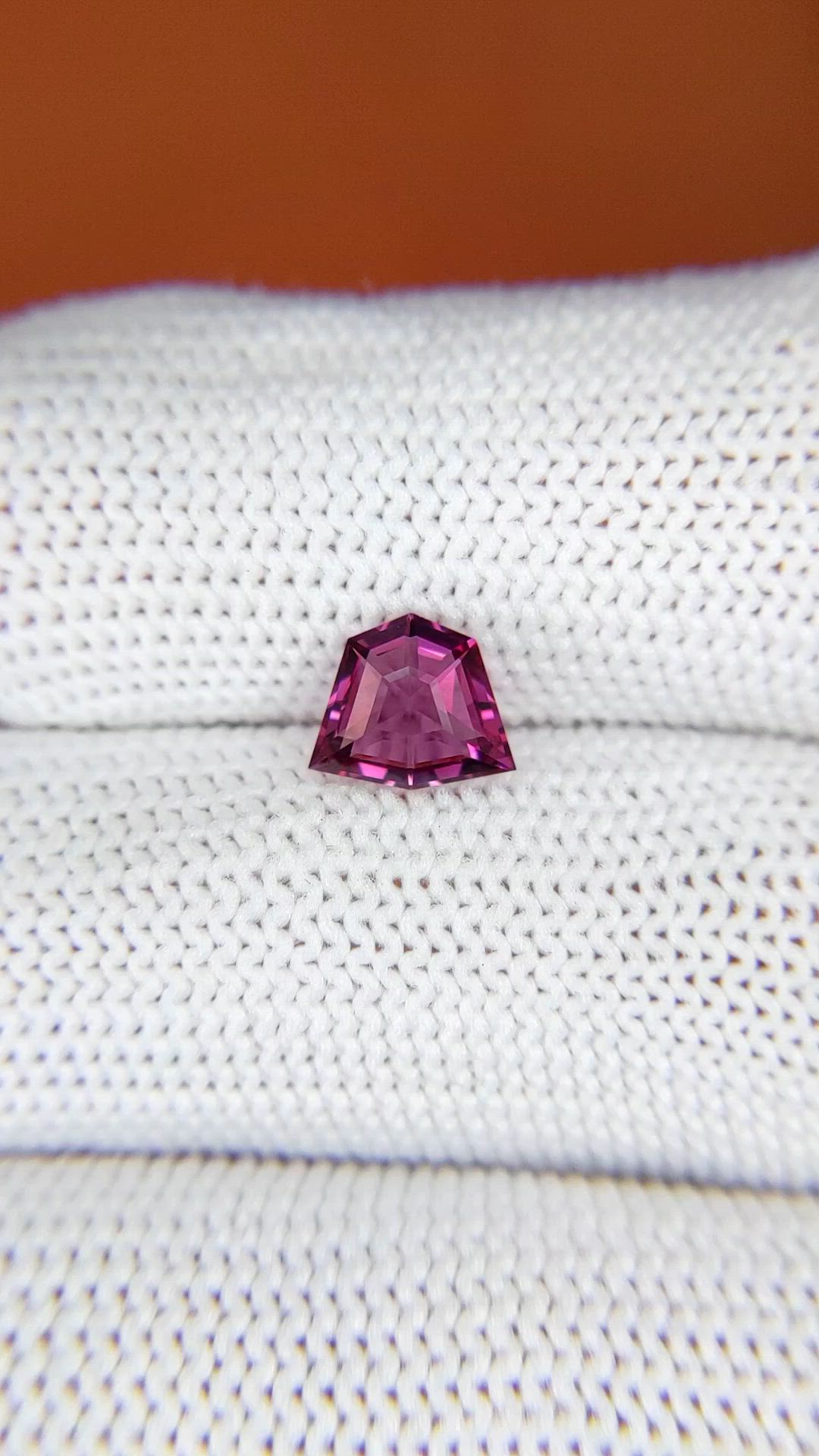 1.25 Ct. Reddish Pink Almandine Garnet from Ceylon (Sri Lanka) Size Video