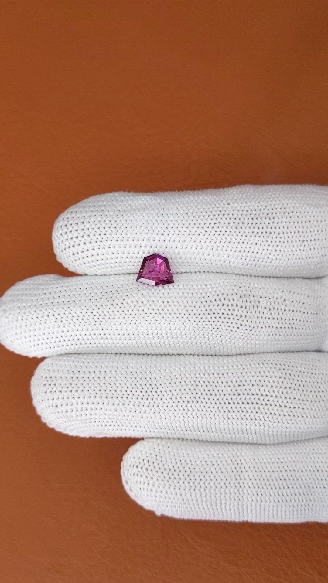 1.25 Ct. Reddish Pink Almandine Garnet from Ceylon (Sri Lanka) Size Video