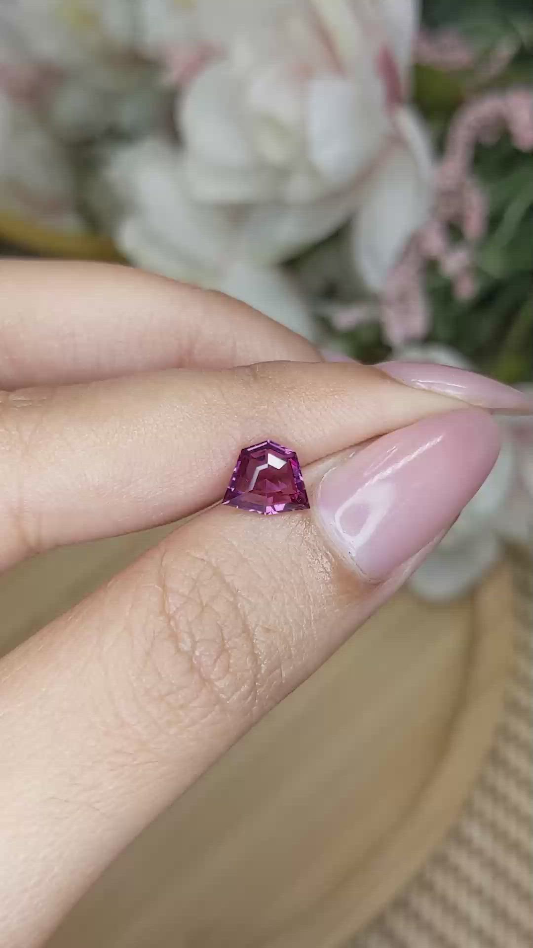 1.25 Ct. Reddish Pink Almandine Garnet from Ceylon (Sri Lanka) Size Video