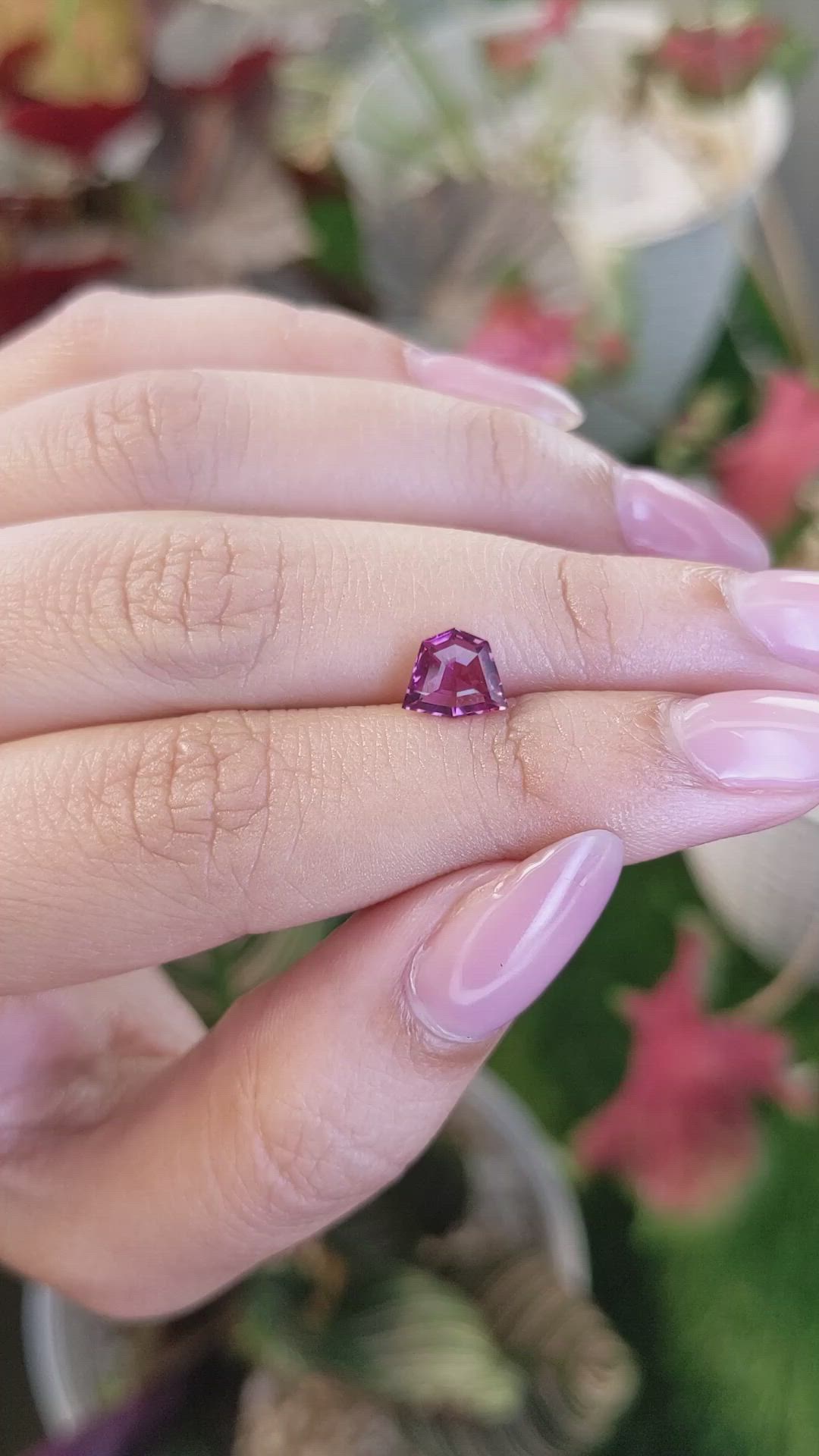 1.25 Ct. Reddish Pink Almandine Garnet from Ceylon (Sri Lanka) Size Video